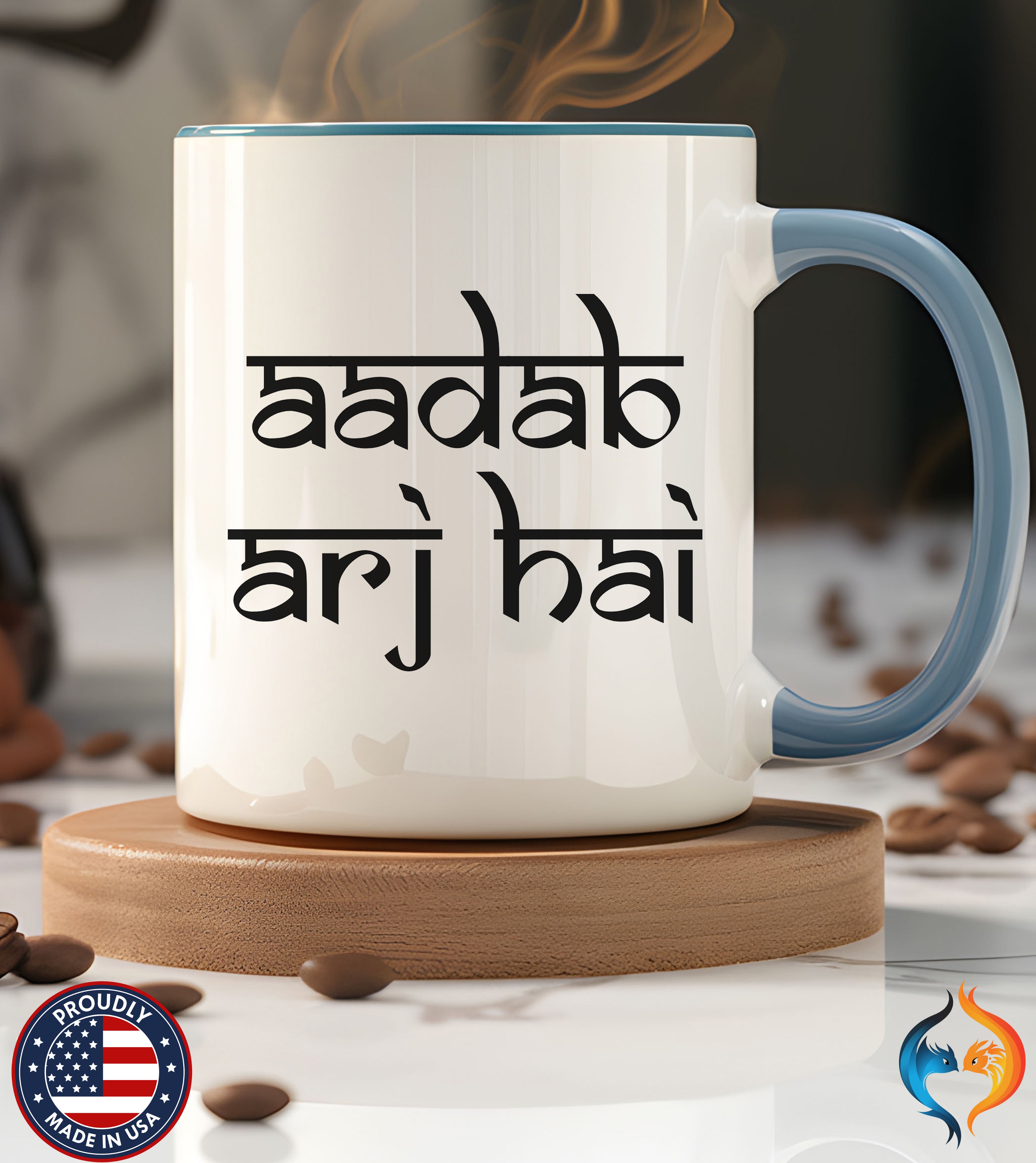 Desi Roots Mug Aadab Arj Hai Accent Cup (), Indian, Pakistan - Mugs-Single_P2 Blu