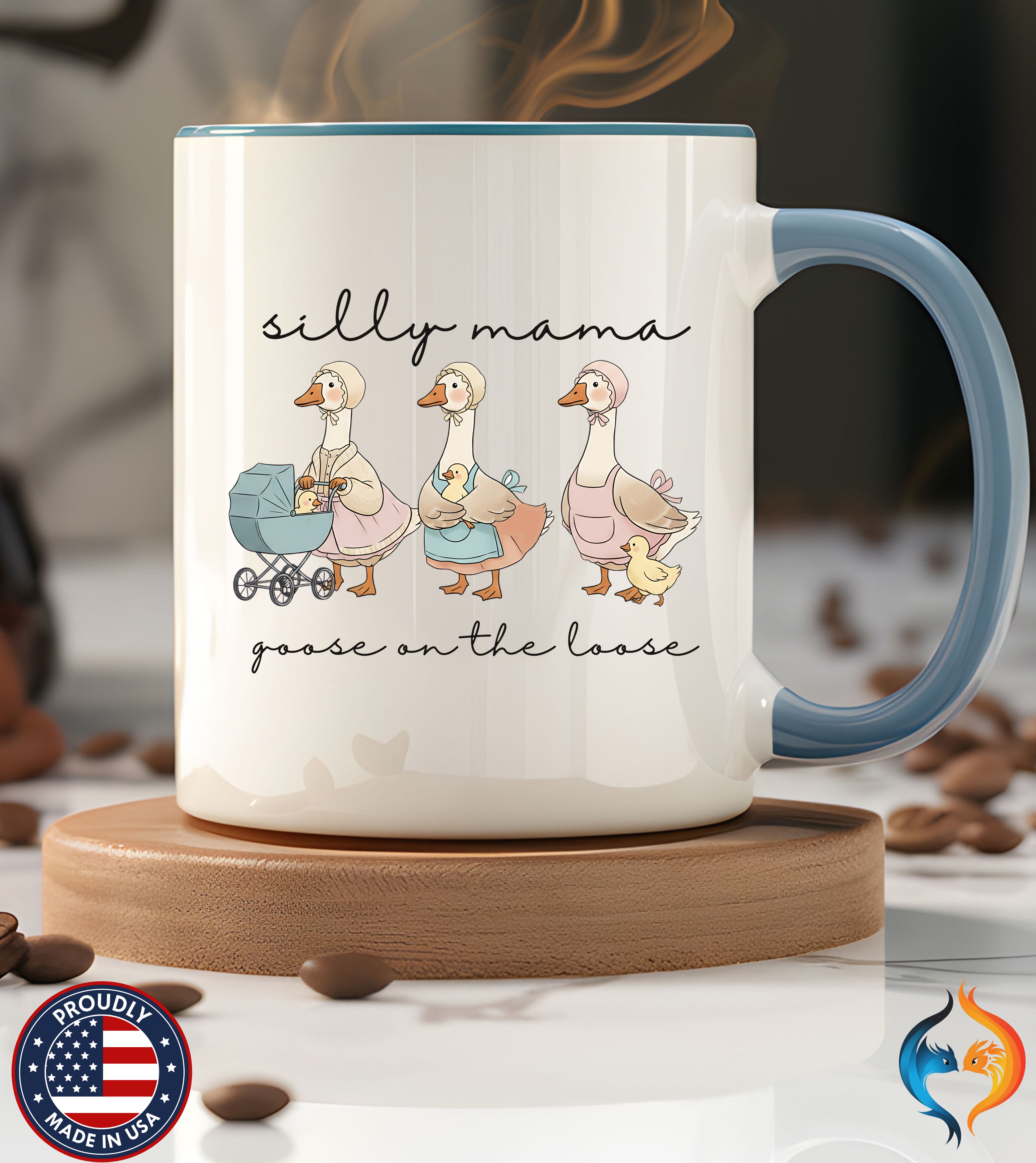 Silly Mama Goose On The Loose coffee mug mockup - Mother's Day gift