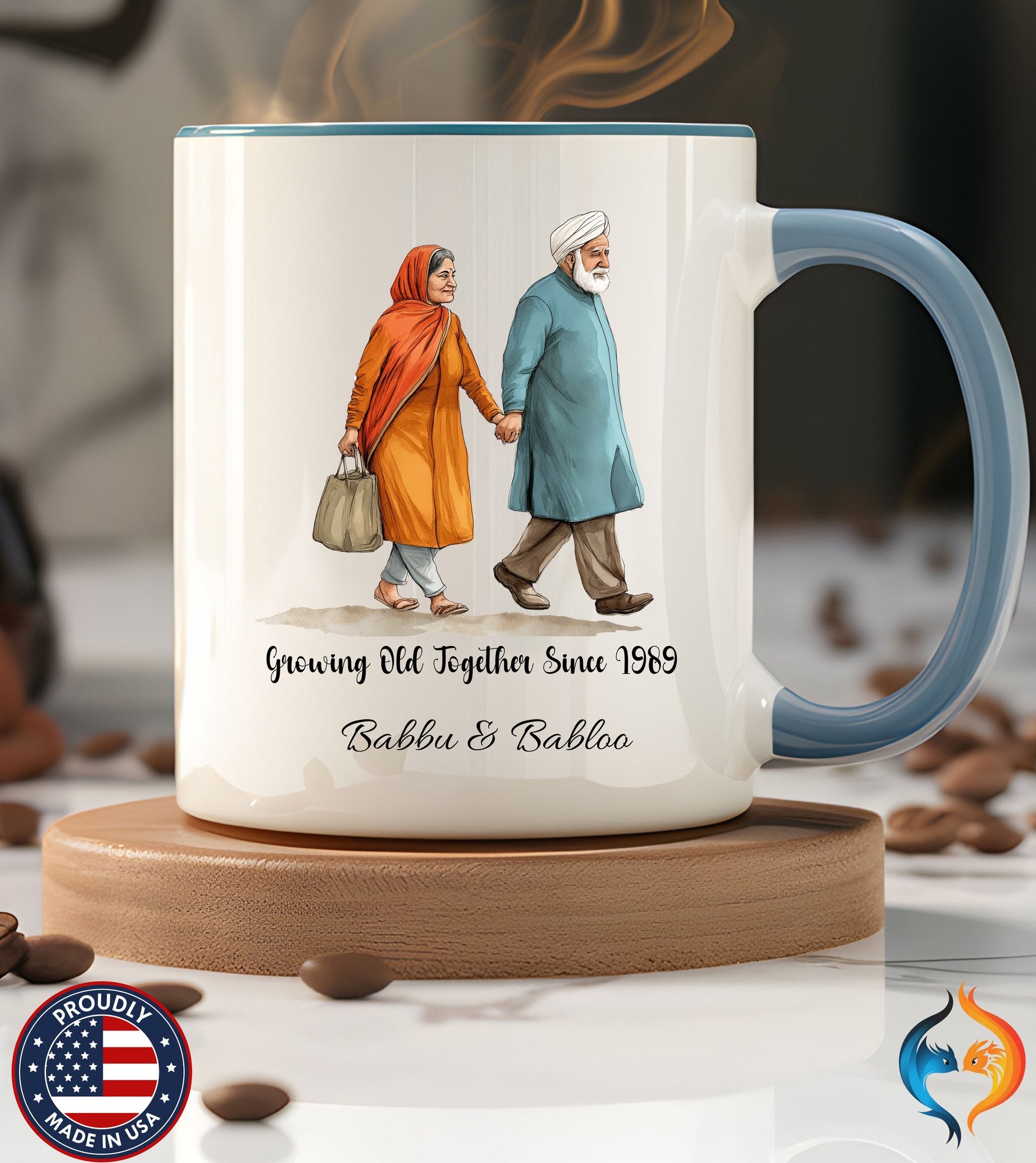 Growing Old Together Since South Indian Couple Cup | Mug - Mugs-Single_P2 Blu