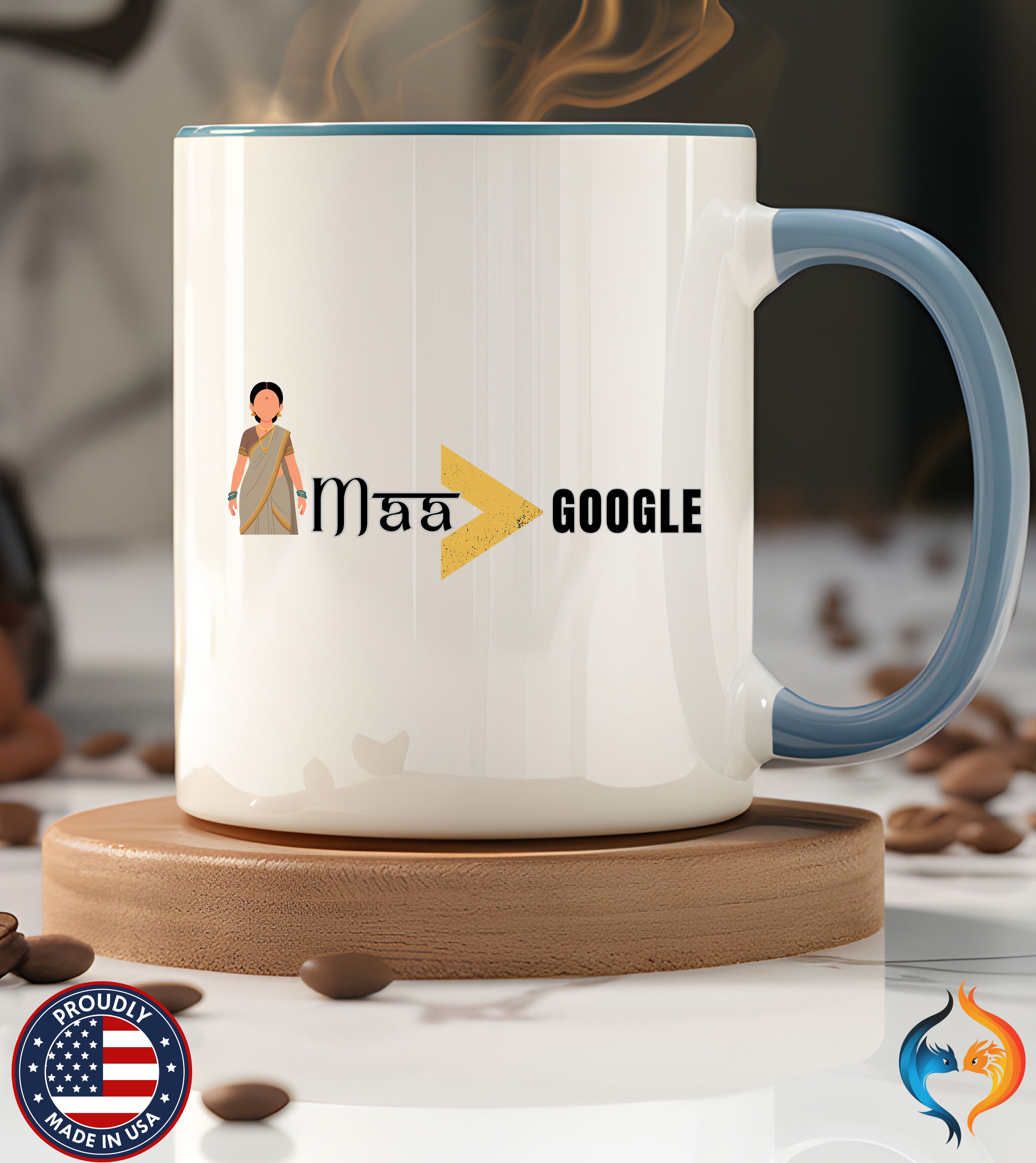 Maa Is Greater Than Google Desi Mom coffee mug mockup - Mother's Day gift