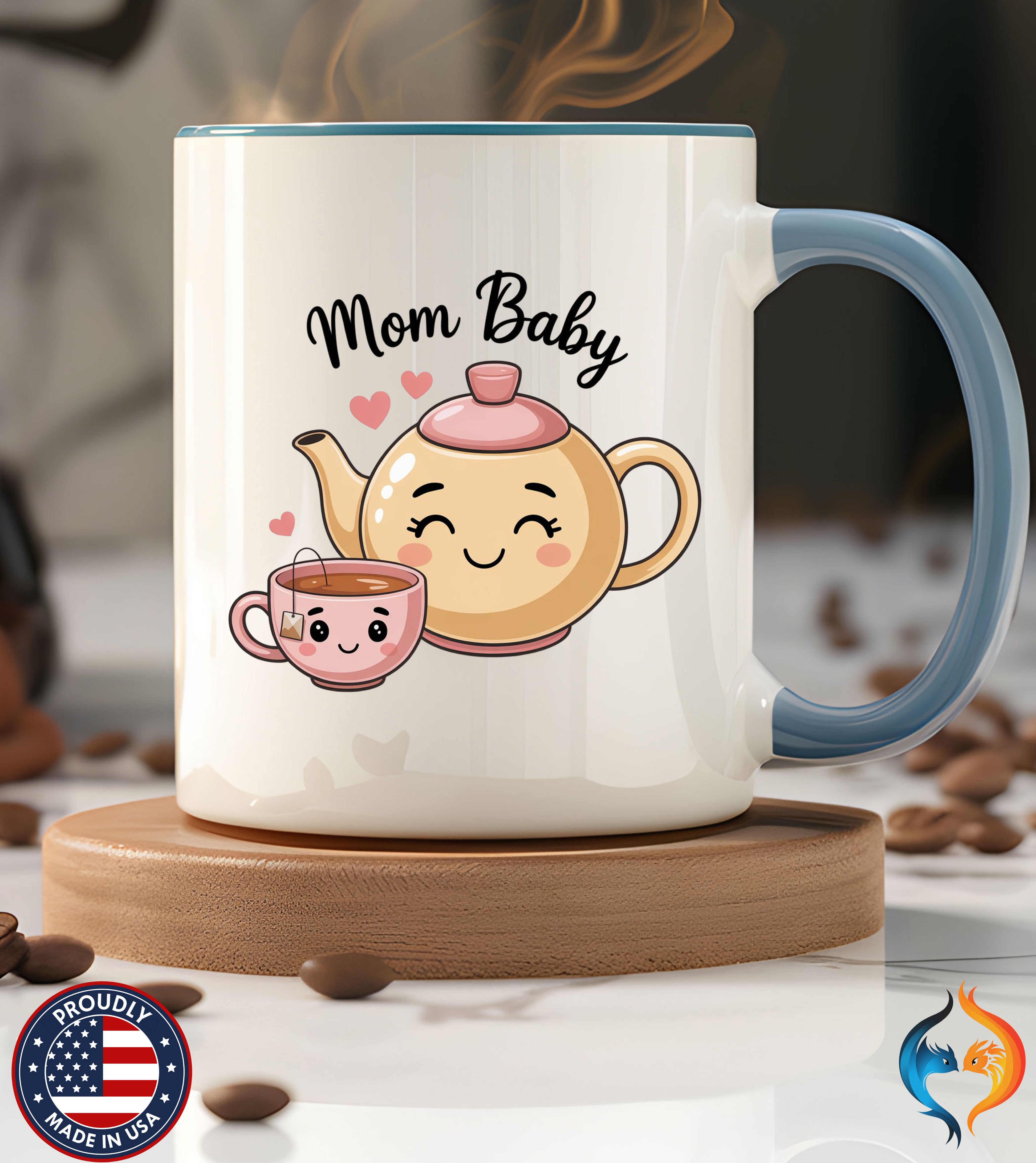 Mom And Baby Teapot Tea Cup coffee mug mockup - Mother's Day gift