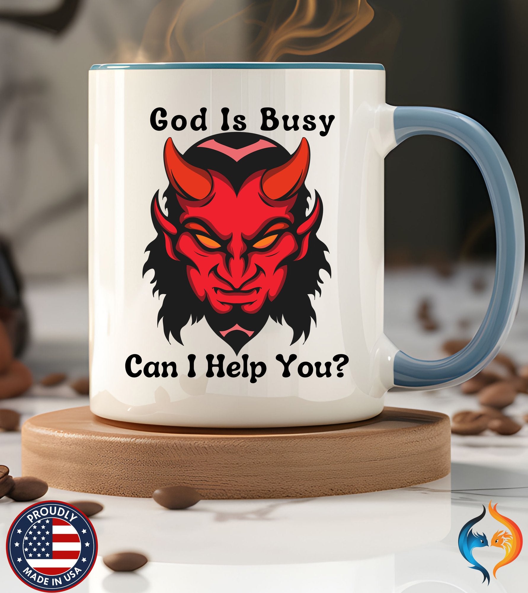 God Is Busy Can I Help You gift, Ashiest Cup | Mug - Mugs-Single_P2 Blu