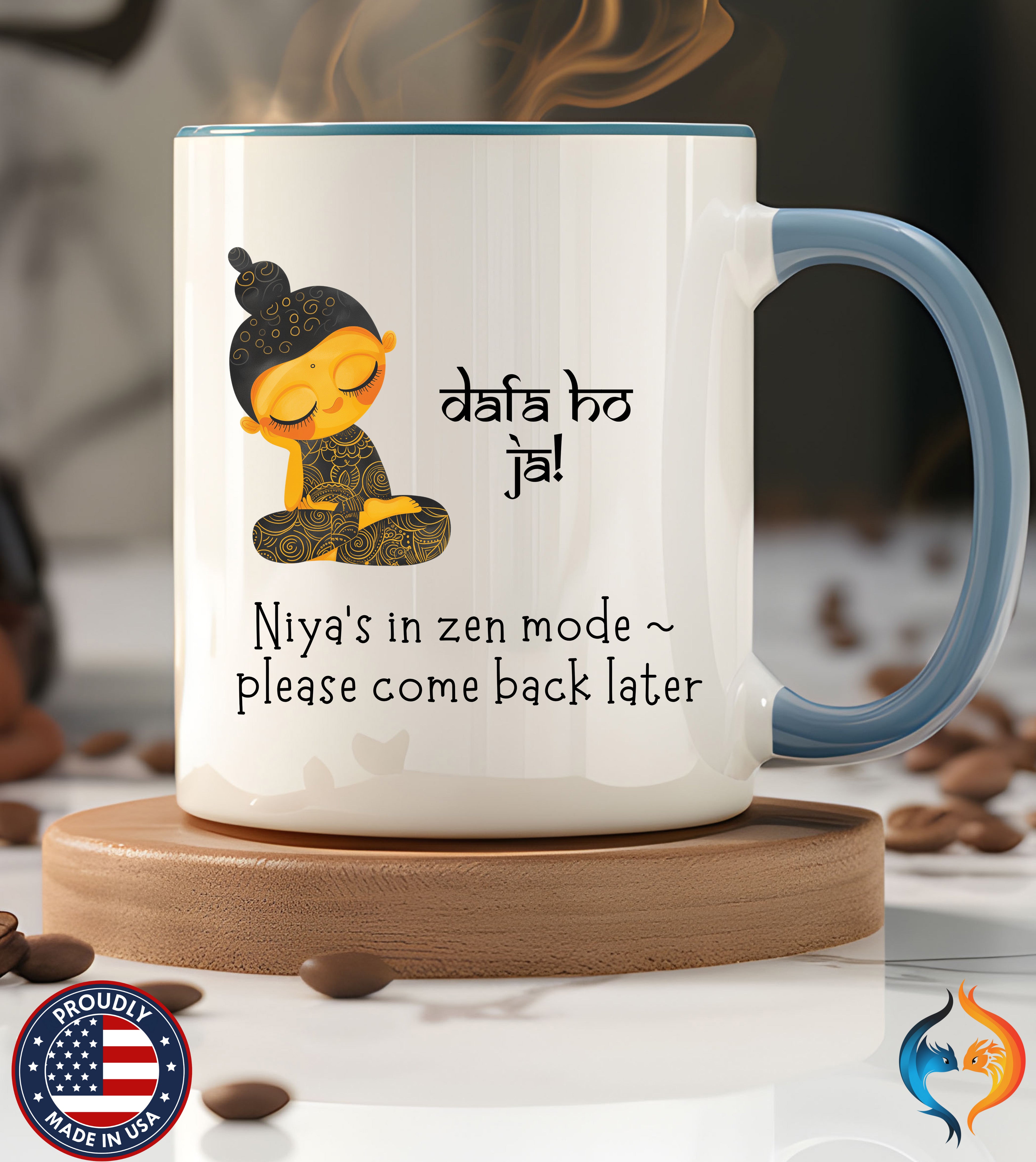 Personalized desi coffee mug, 'Dafa Ho Ja', Funny Indian Pak - Mugs-Single_P2 Blu