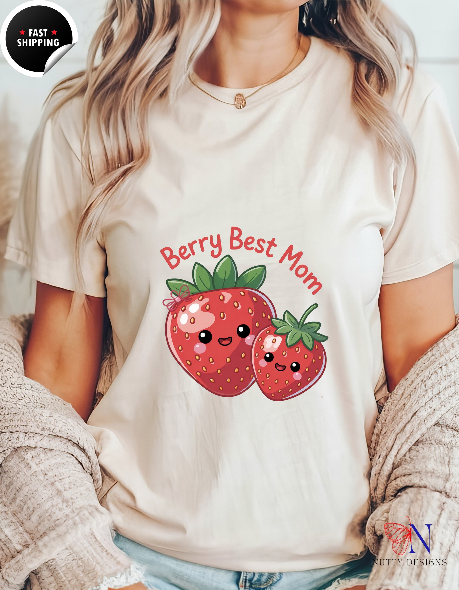 Berry Best Mom t-shirt lifestyle mockup - Mother's Day gift