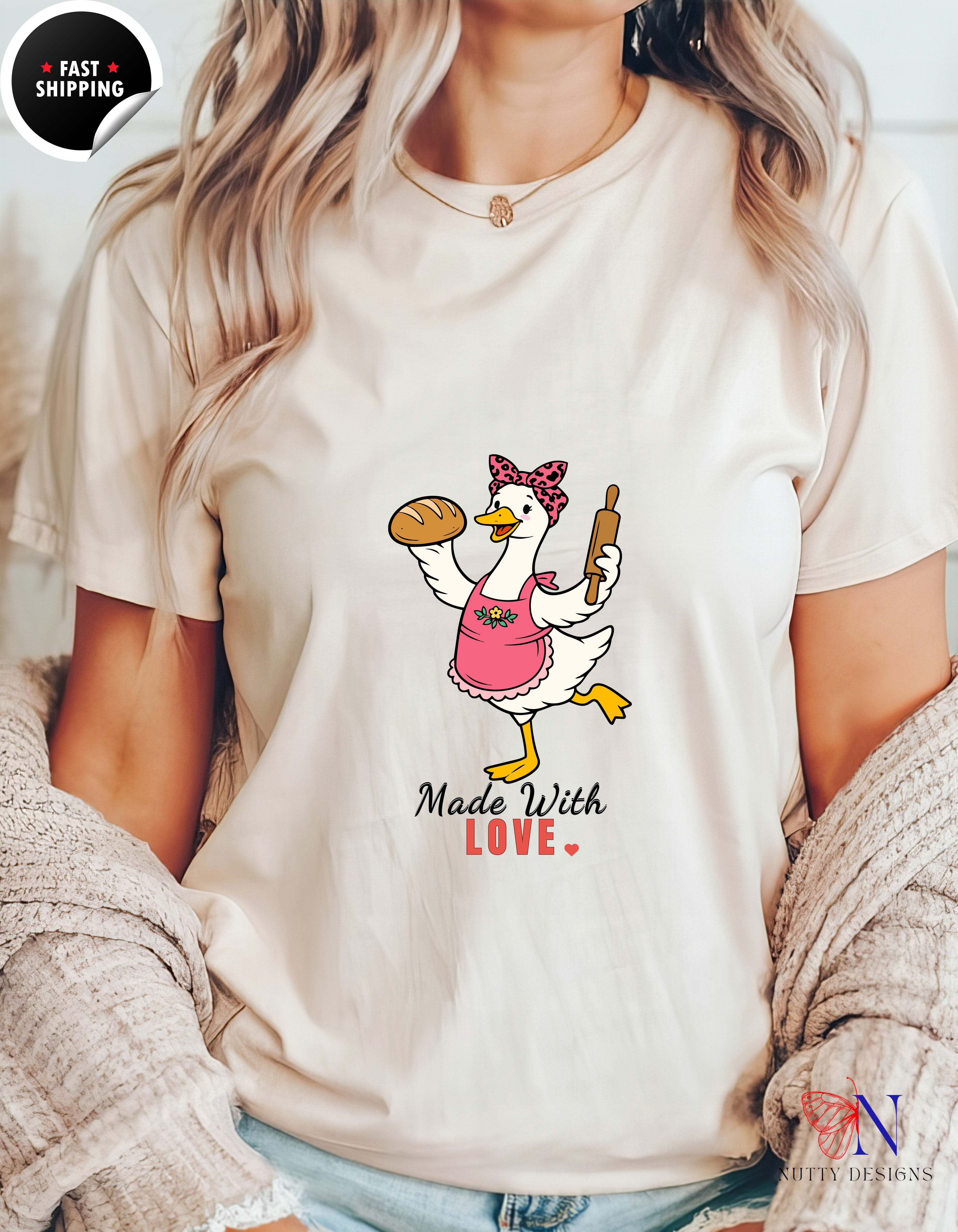 Made With Love Baker Mama Goose t-shirt lifestyle mockup - Mother's Day gift