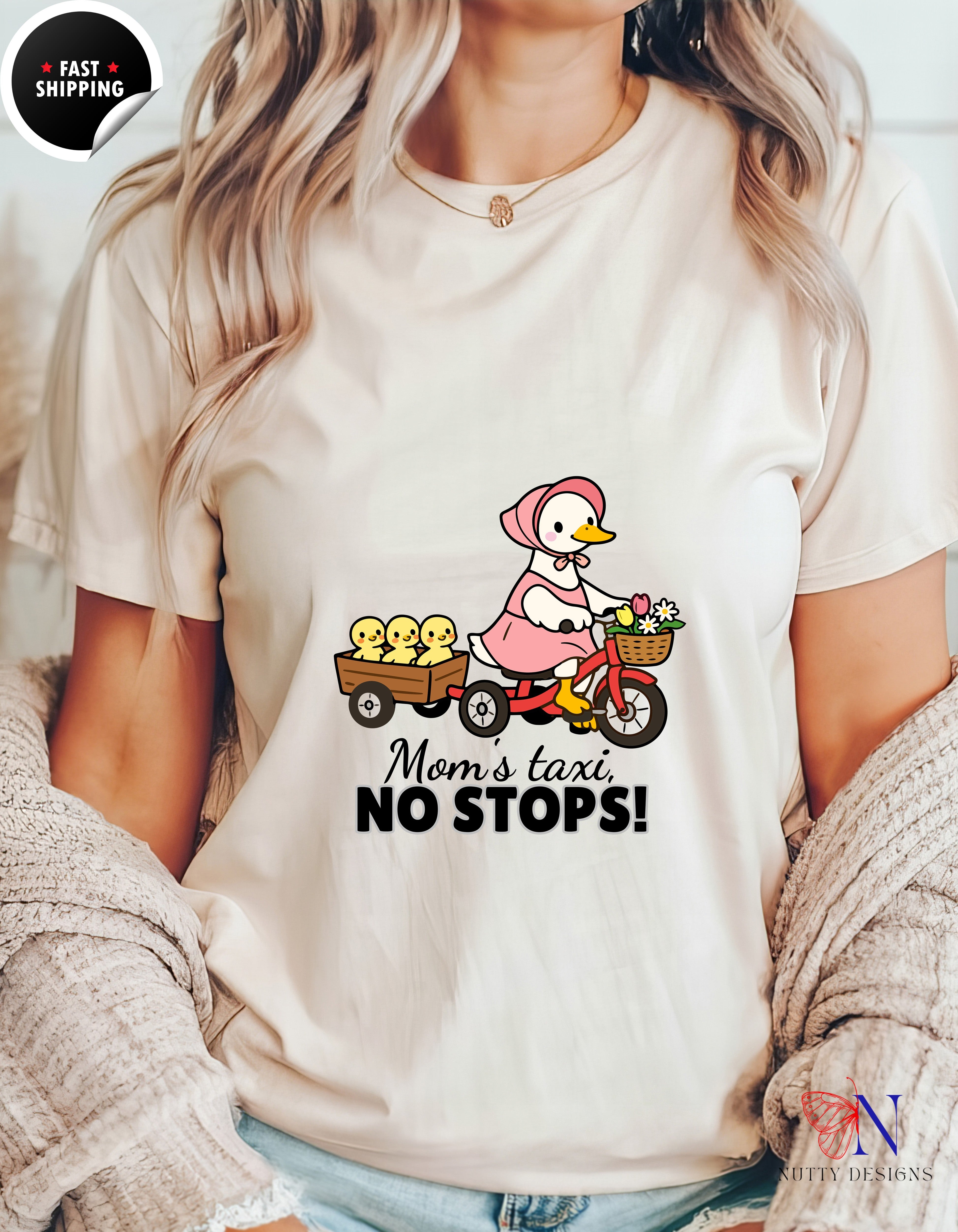 Mom's Taxi No Stops Mama Duck t-shirt lifestyle mockup - Mother's Day gift