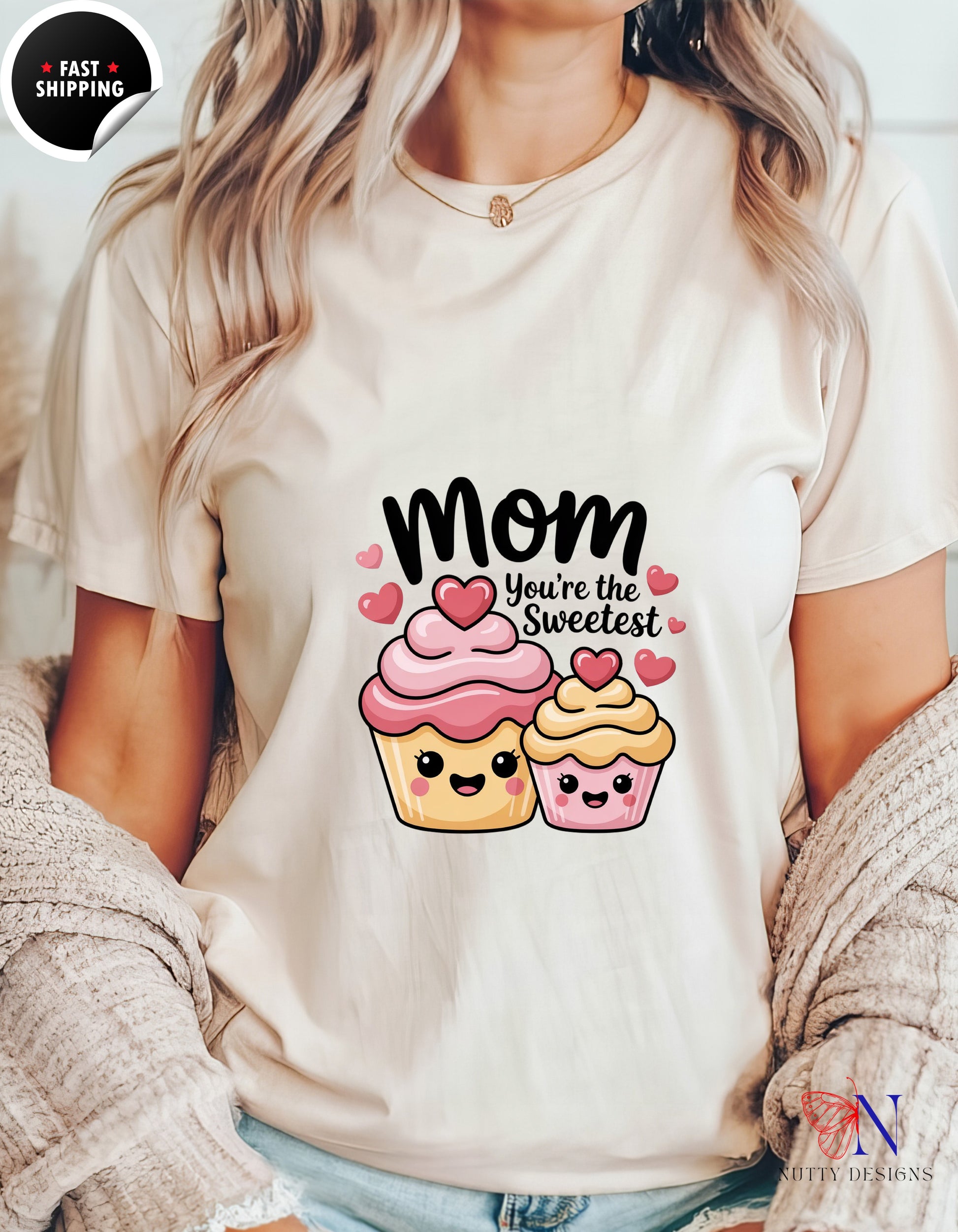 Mom You're The Sweetest Cupcake t-shirt lifestyle mockup - Mother's Day gift