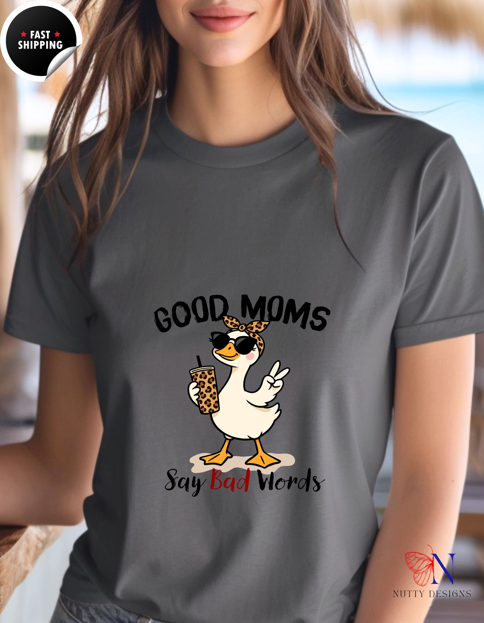 Good Moms Say Bad Words Funny Mom Goose t-shirt lifestyle mockup - Mother's Day gift