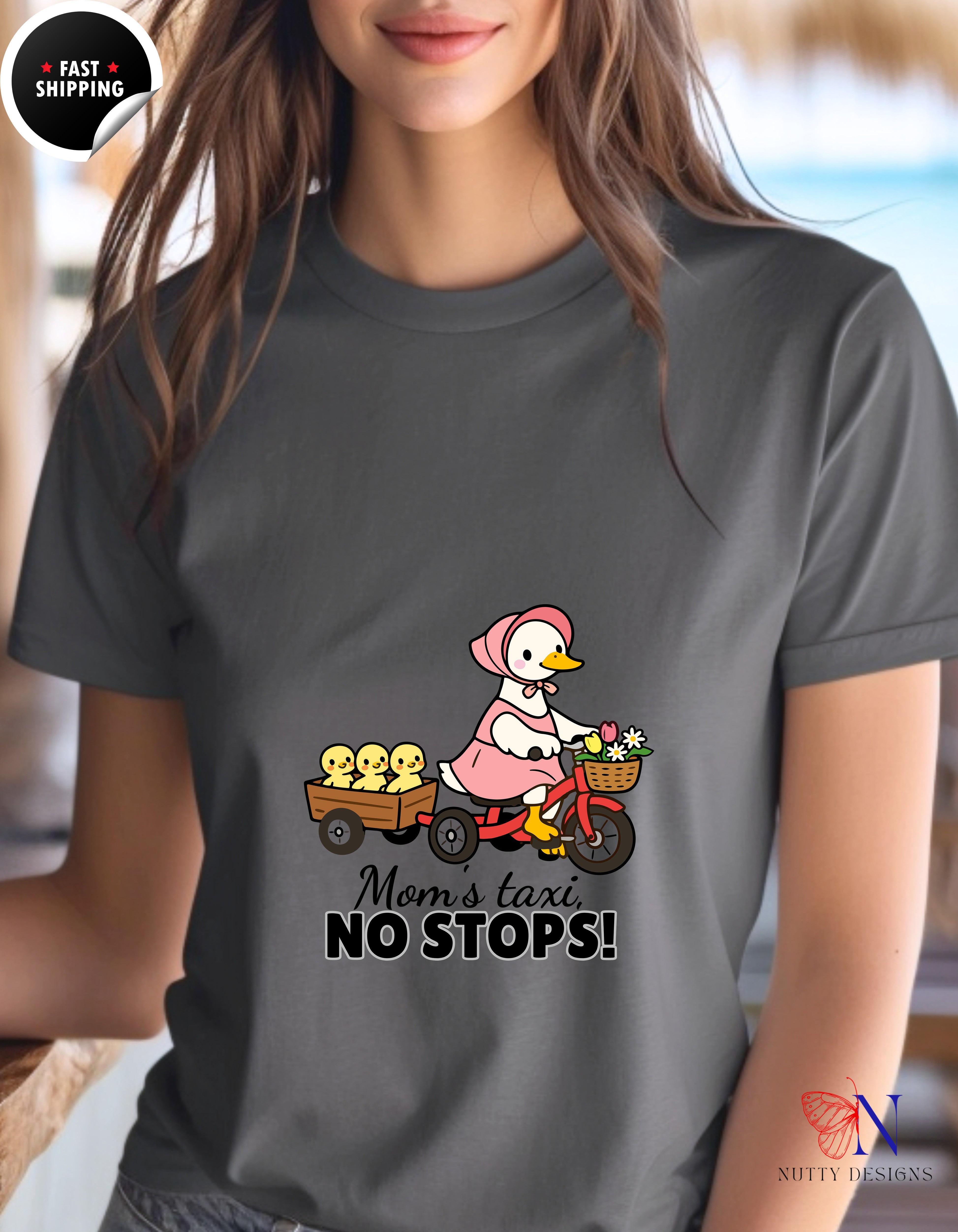 Mom's Taxi No Stops Mama Duck t-shirt lifestyle mockup - Mother's Day gift