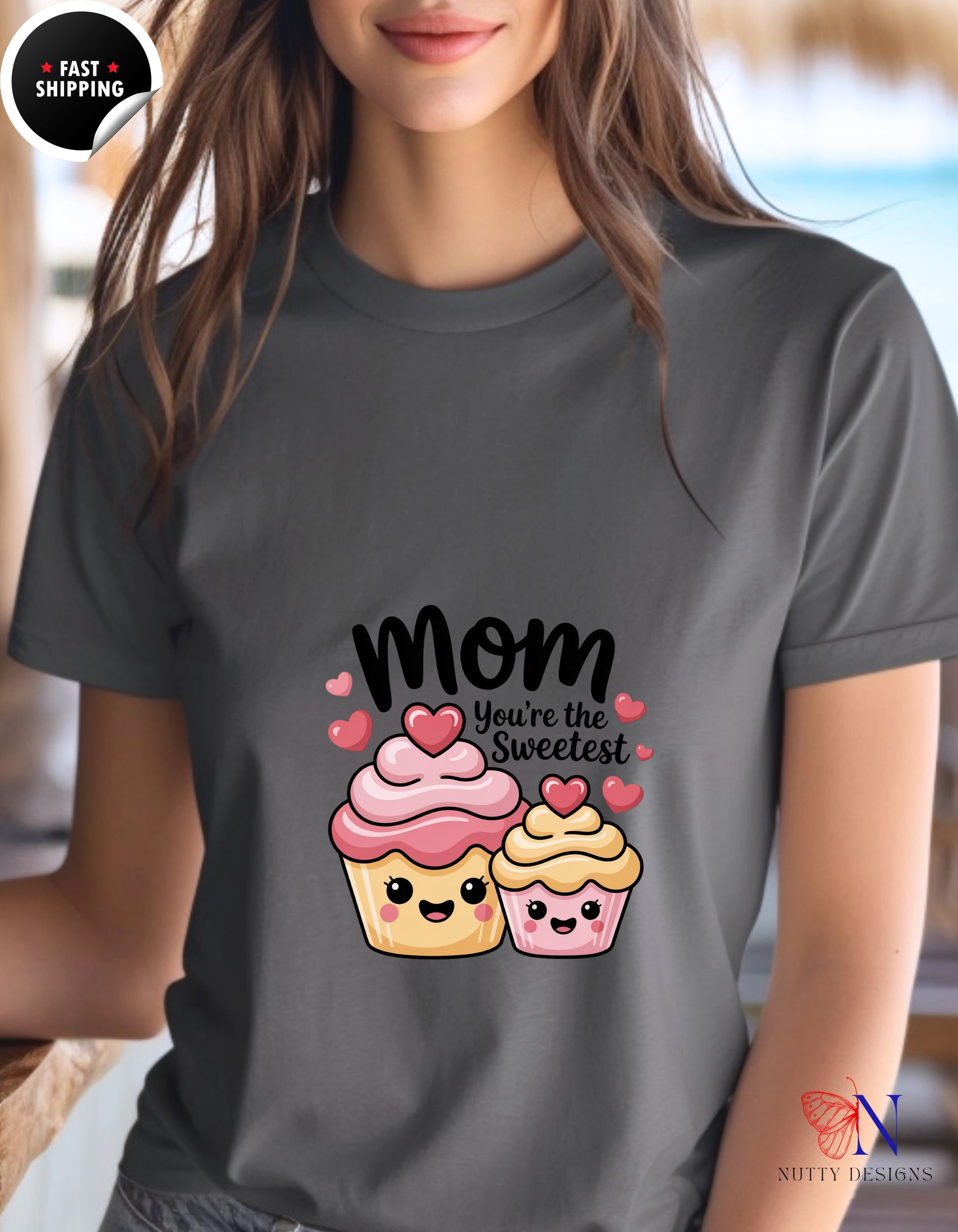 Mom You're The Sweetest Cupcake t-shirt lifestyle mockup - Mother's Day gift