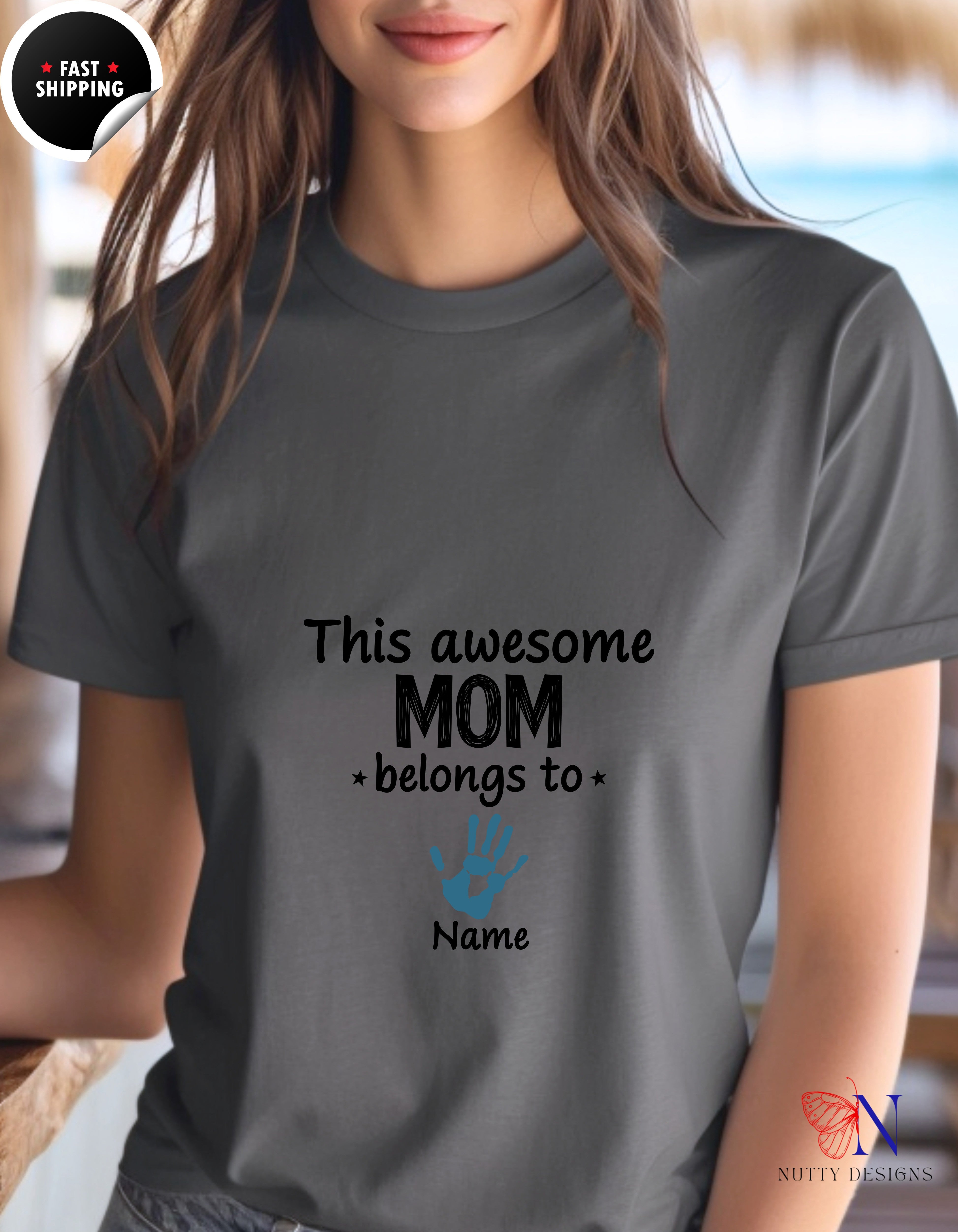 This Awesome Mom Belongs To Personalized 1 Name t-shirt lifestyle mockup - Mother's Day gift