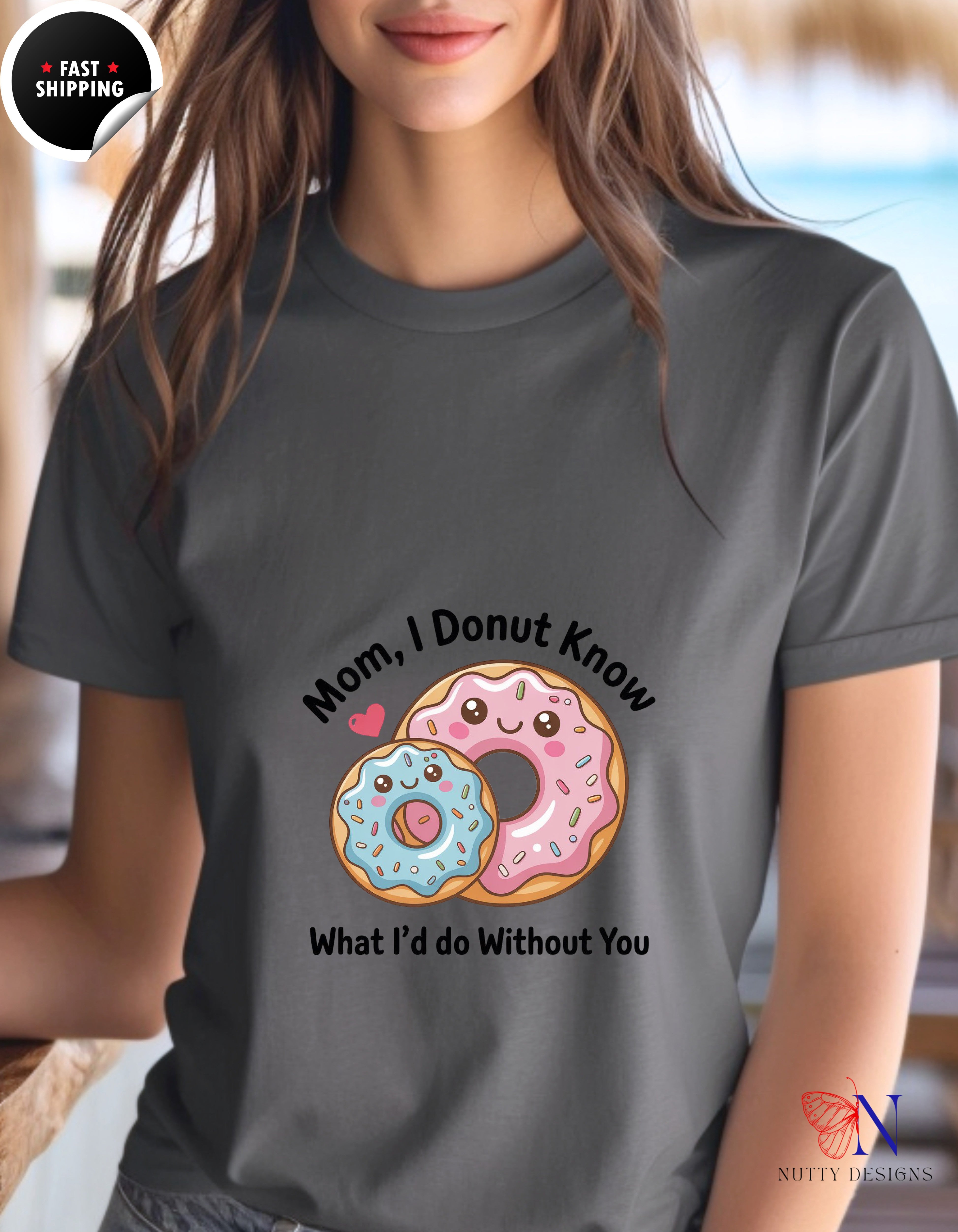 Mom I Donut Know What I Would Do Without You V2 t-shirt lifestyle mockup - Mother's Day gift