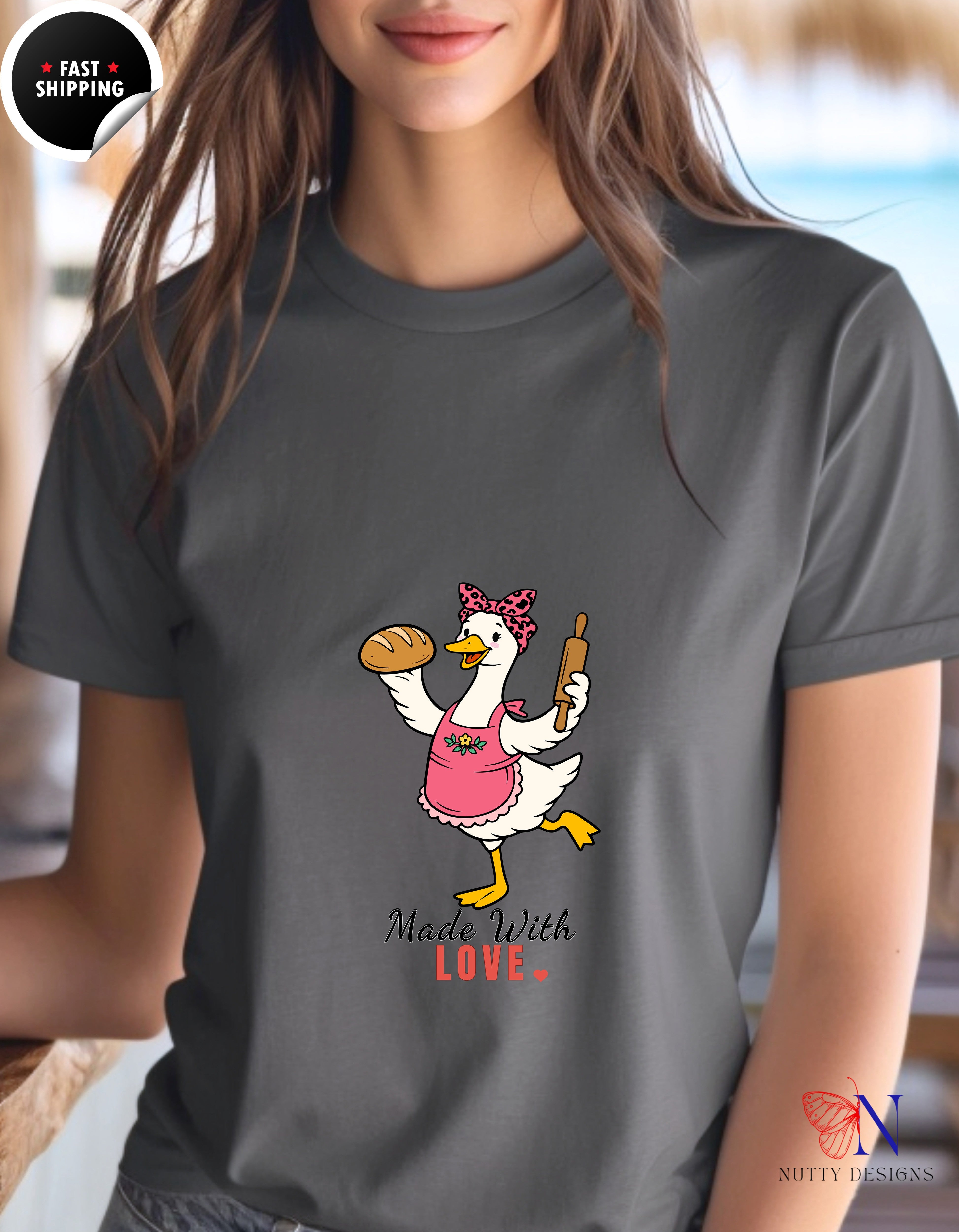 Made With Love Baker Mama Goose t-shirt lifestyle mockup - Mother's Day gift