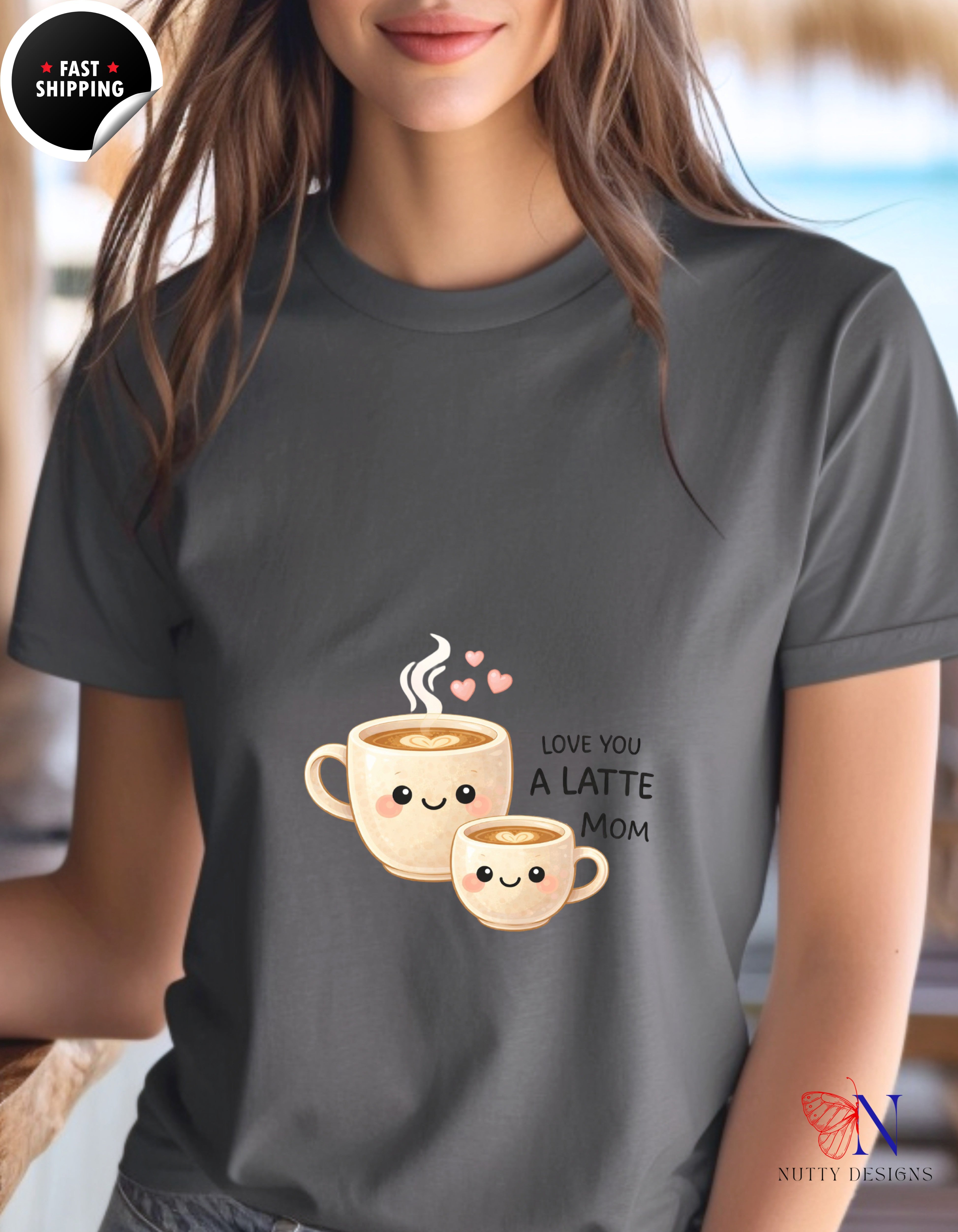 Love You A Latte Mom Coffee t-shirt lifestyle mockup - Mother's Day gift