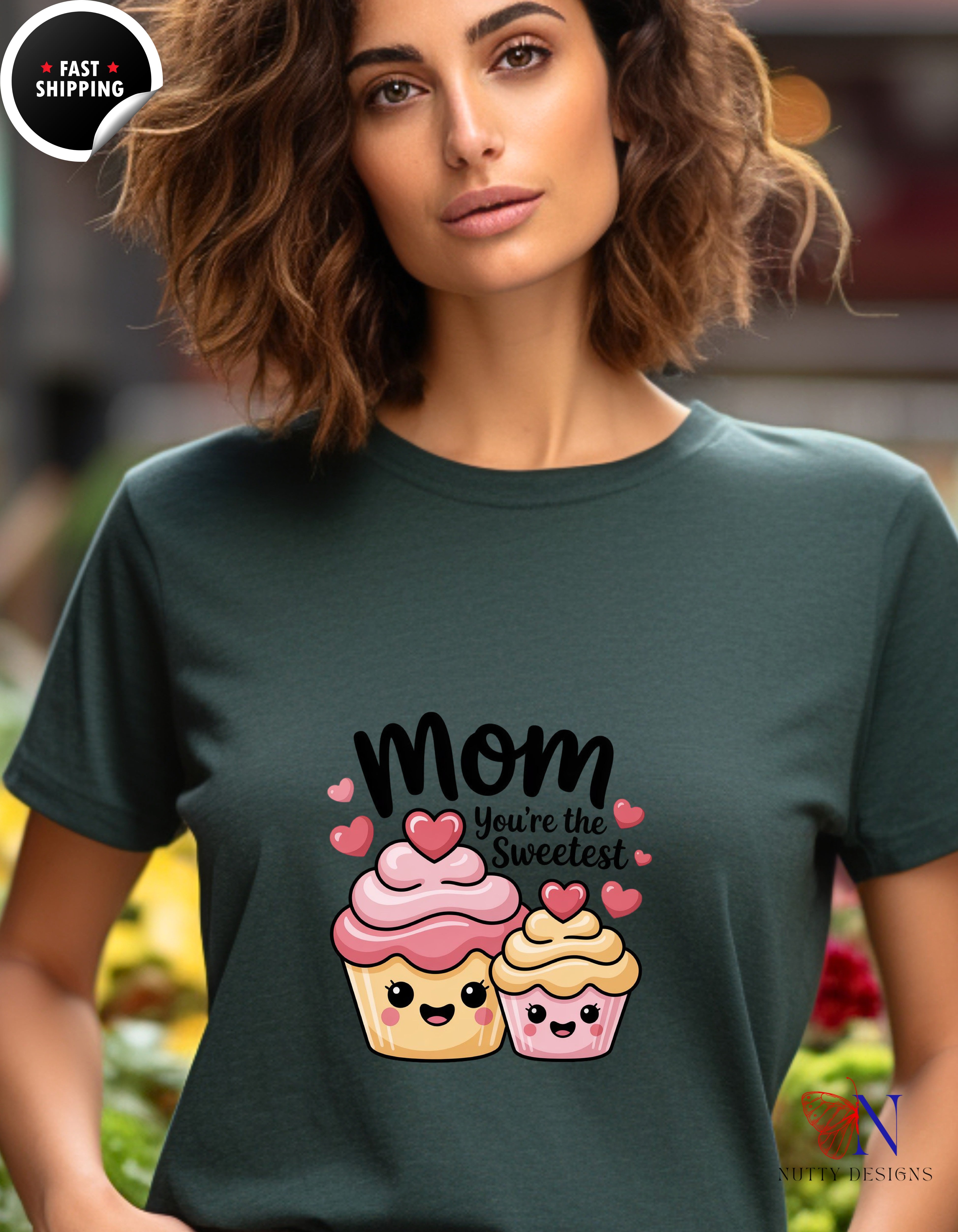 Mom You're The Sweetest Cupcake t-shirt lifestyle mockup - Mother's Day gift