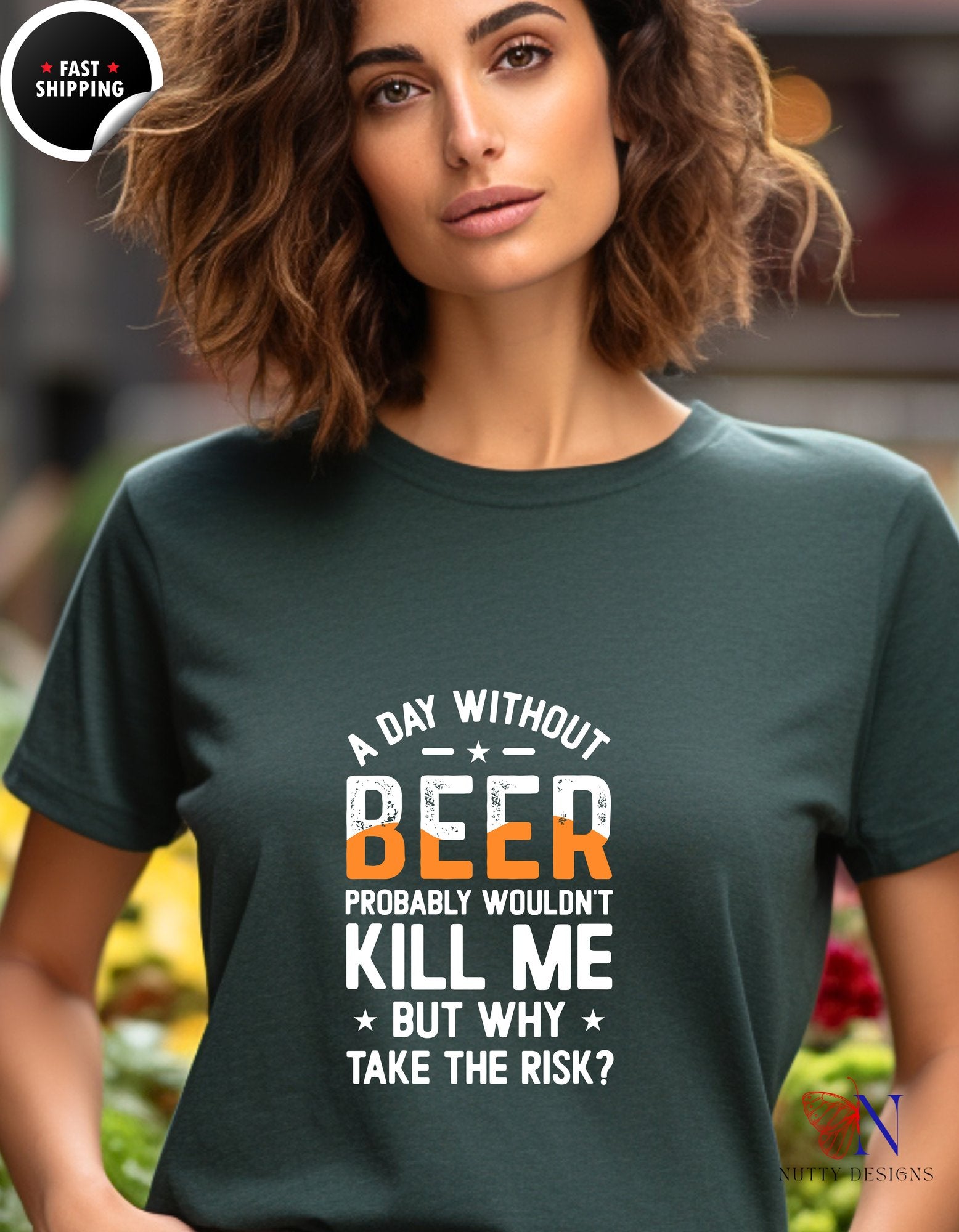 Beer Lover T-Shirt, Funny Day-Ending Beer Drinking Tee - Tees_Forest Green W