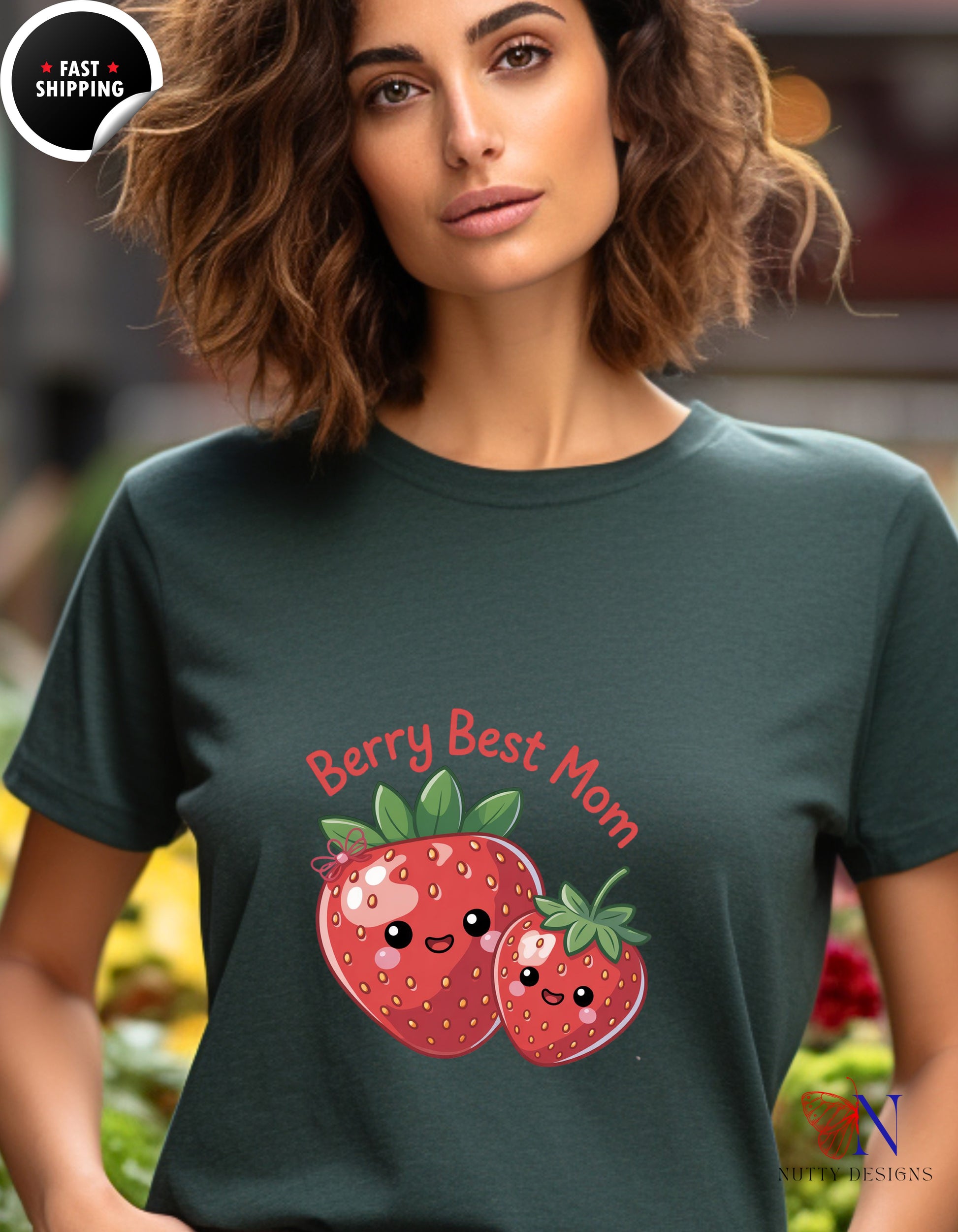 Berry Best Mom t-shirt lifestyle mockup - Mother's Day gift
