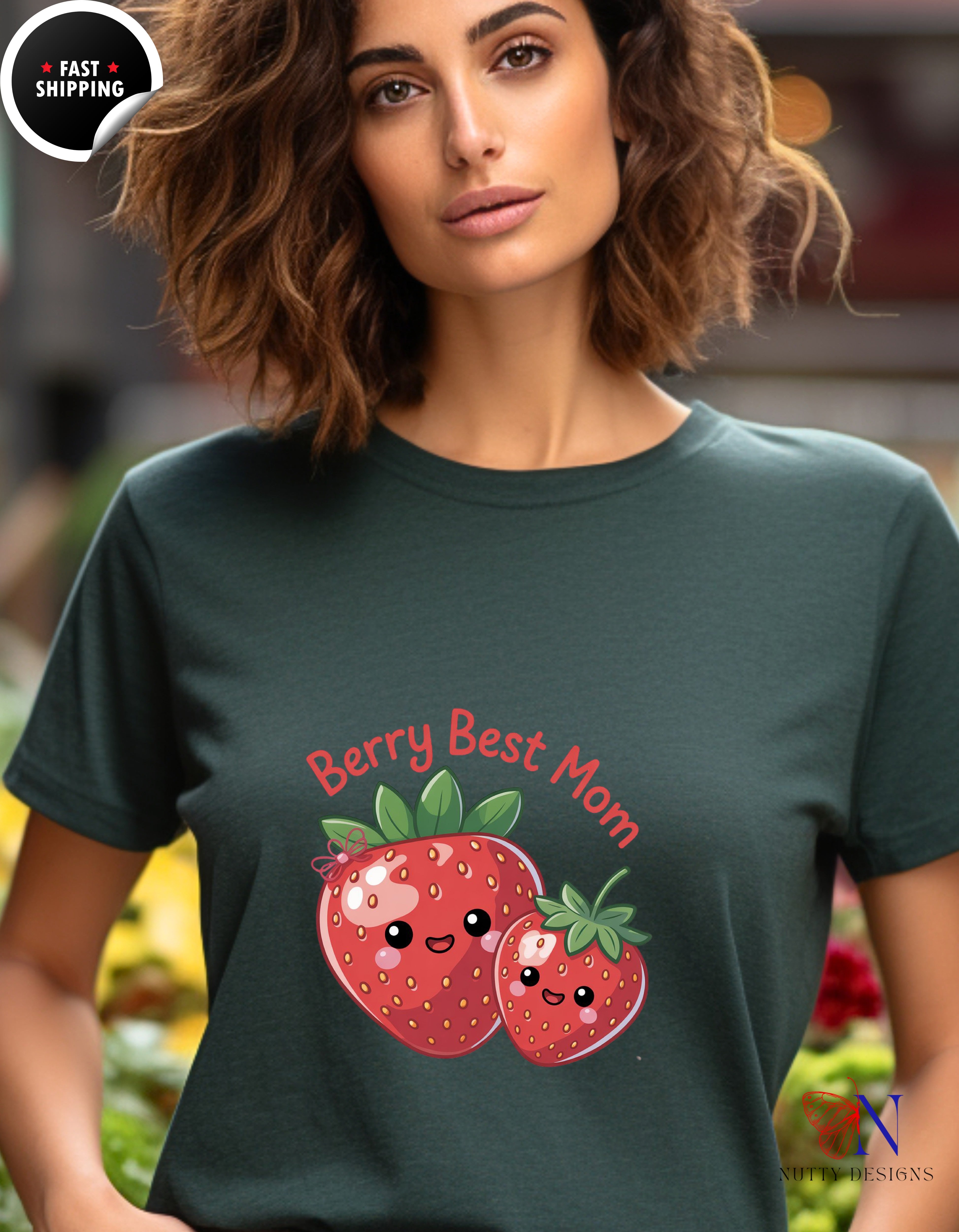 Berry Best Mom t-shirt lifestyle mockup - Mother's Day gift