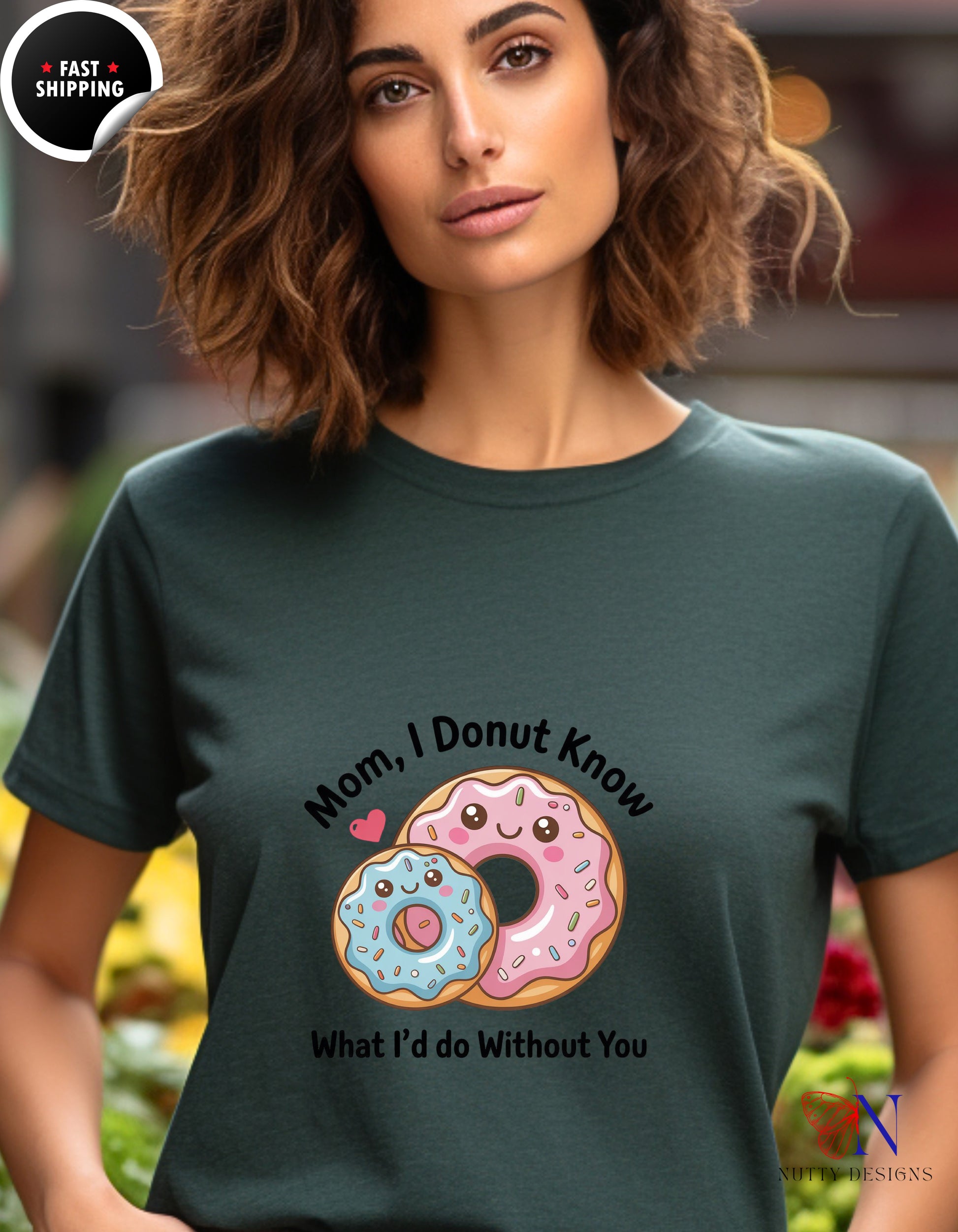 Mom I Donut Know What I Would Do Without You V2 t-shirt lifestyle mockup - Mother's Day gift