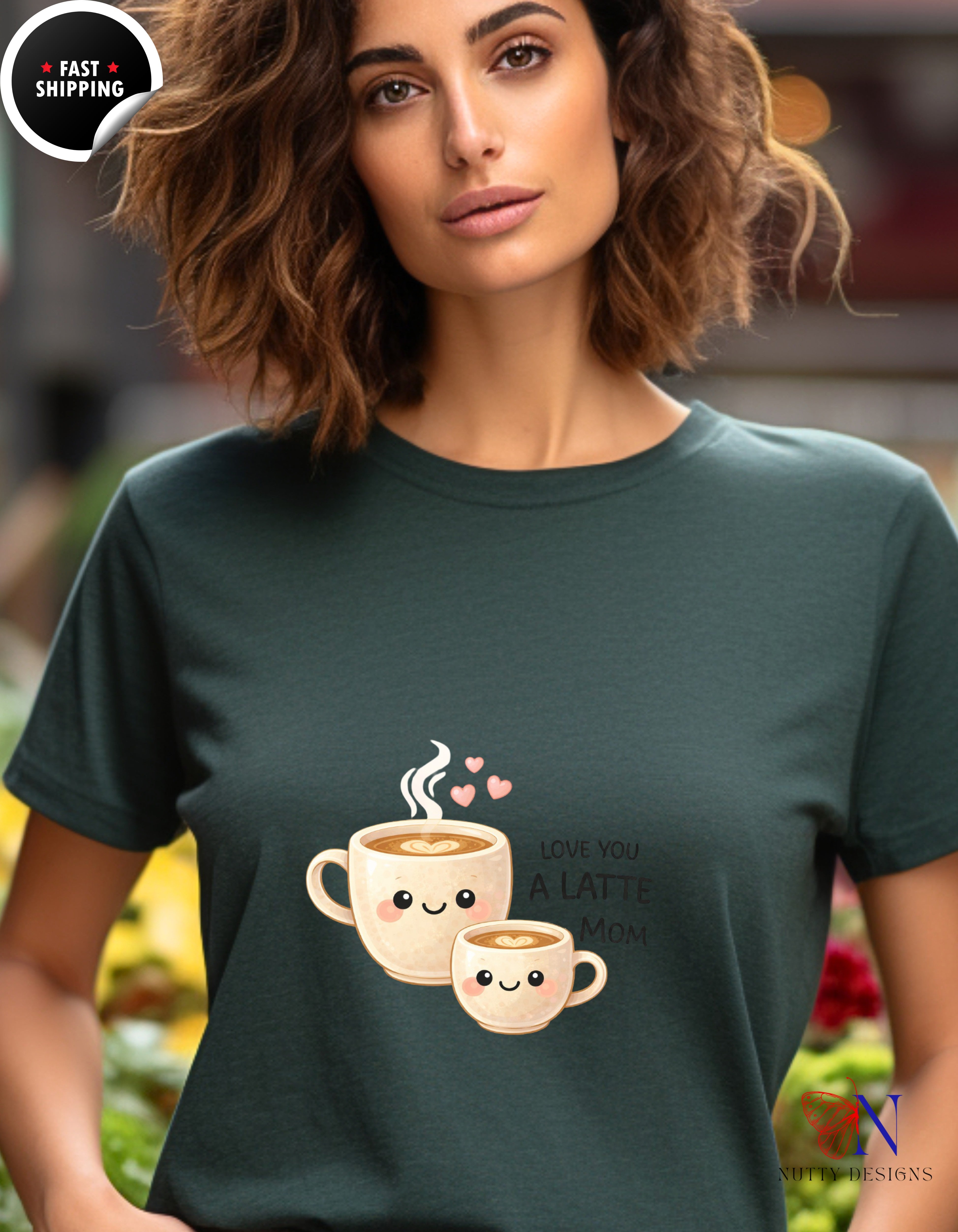 Love You A Latte Mom Coffee t-shirt lifestyle mockup - Mother's Day gift