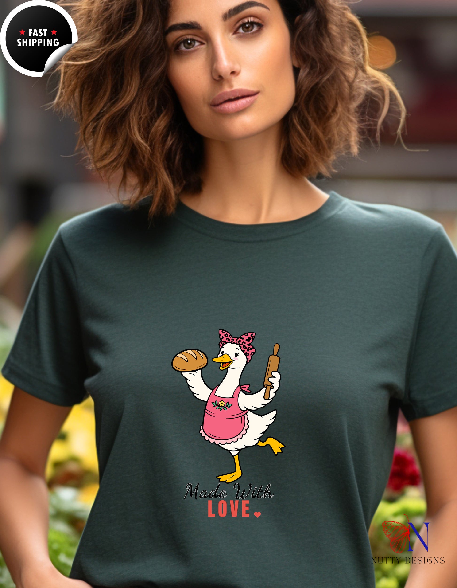 Made With Love Baker Mama Goose t-shirt lifestyle mockup - Mother's Day gift