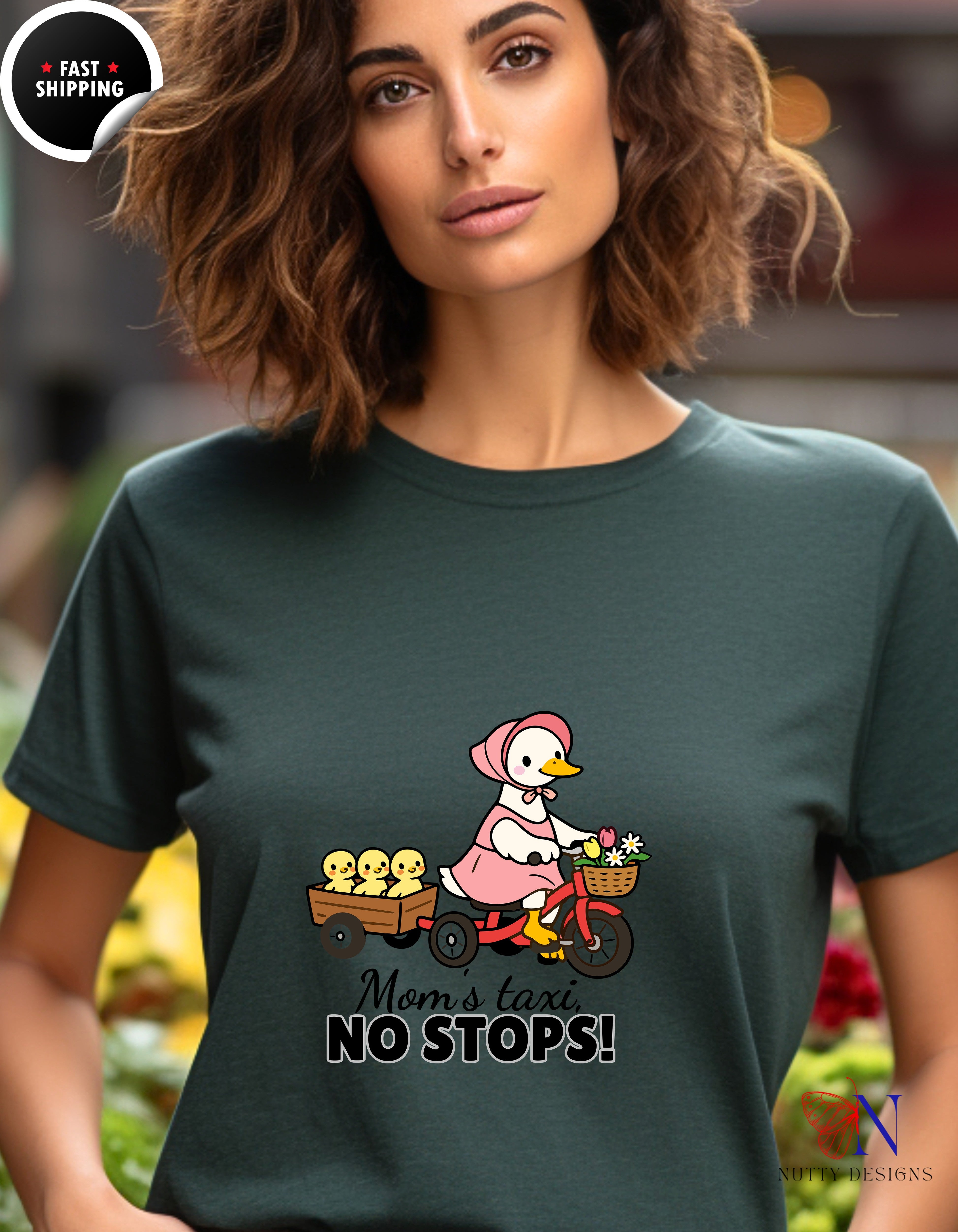Mom's Taxi No Stops Mama Duck t-shirt lifestyle mockup - Mother's Day gift