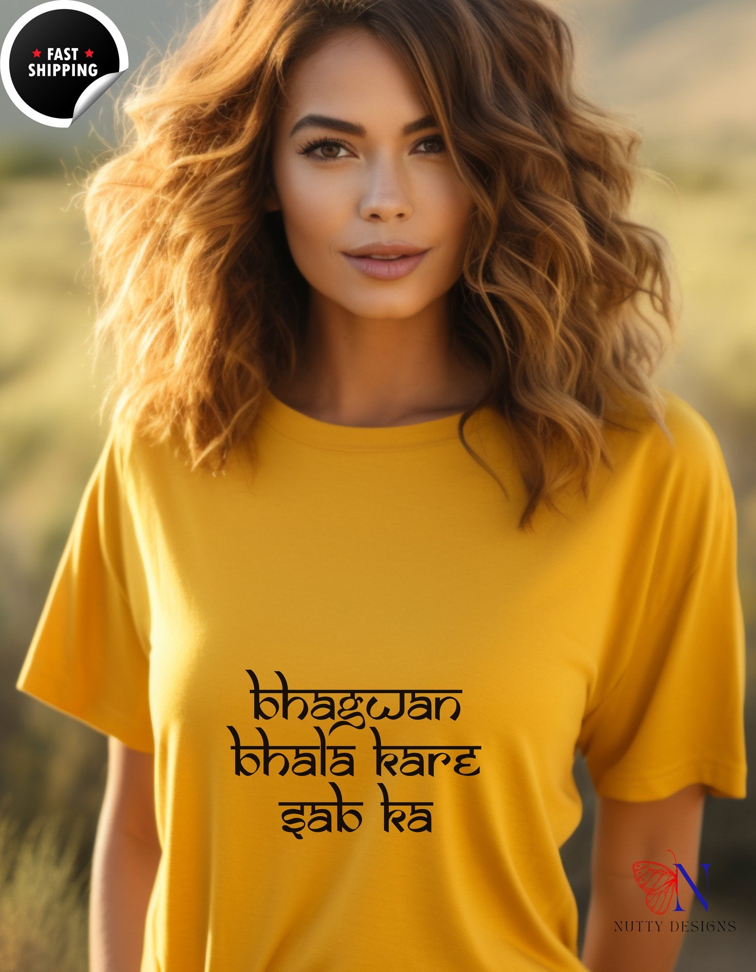 Bhagwan Bhala Kare Sab Ka Hindi Prayer Shirt | T-Shirt - Tees_Gold W