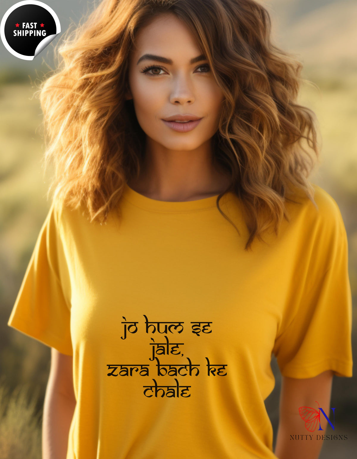 Jo Hum Se Jale Desi graphic T-shirt - Gold