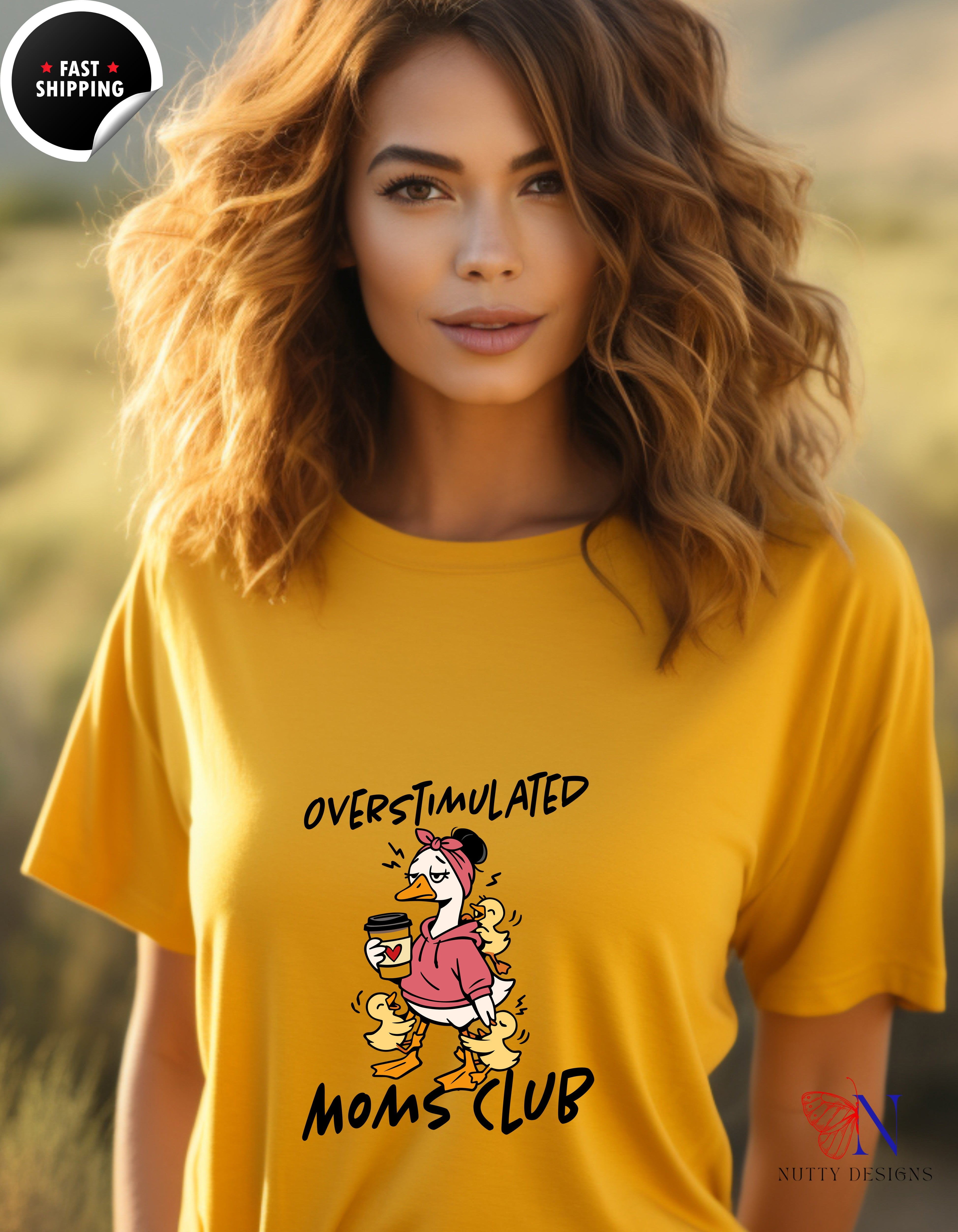 Overstimulated Moms Club Mama Goose t-shirt lifestyle mockup - Mother's Day gift