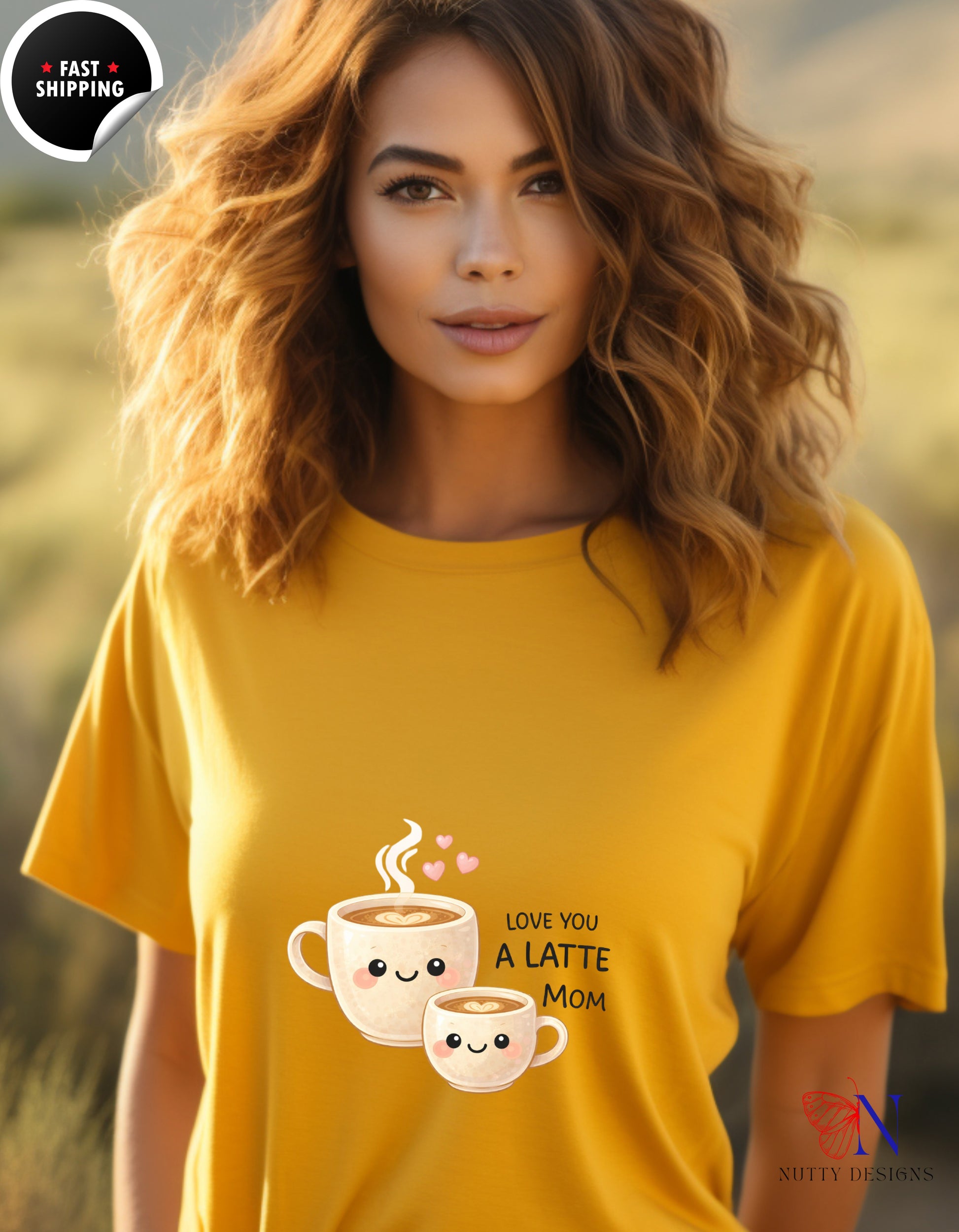 Love You A Latte Mom Coffee t-shirt lifestyle mockup - Mother's Day gift