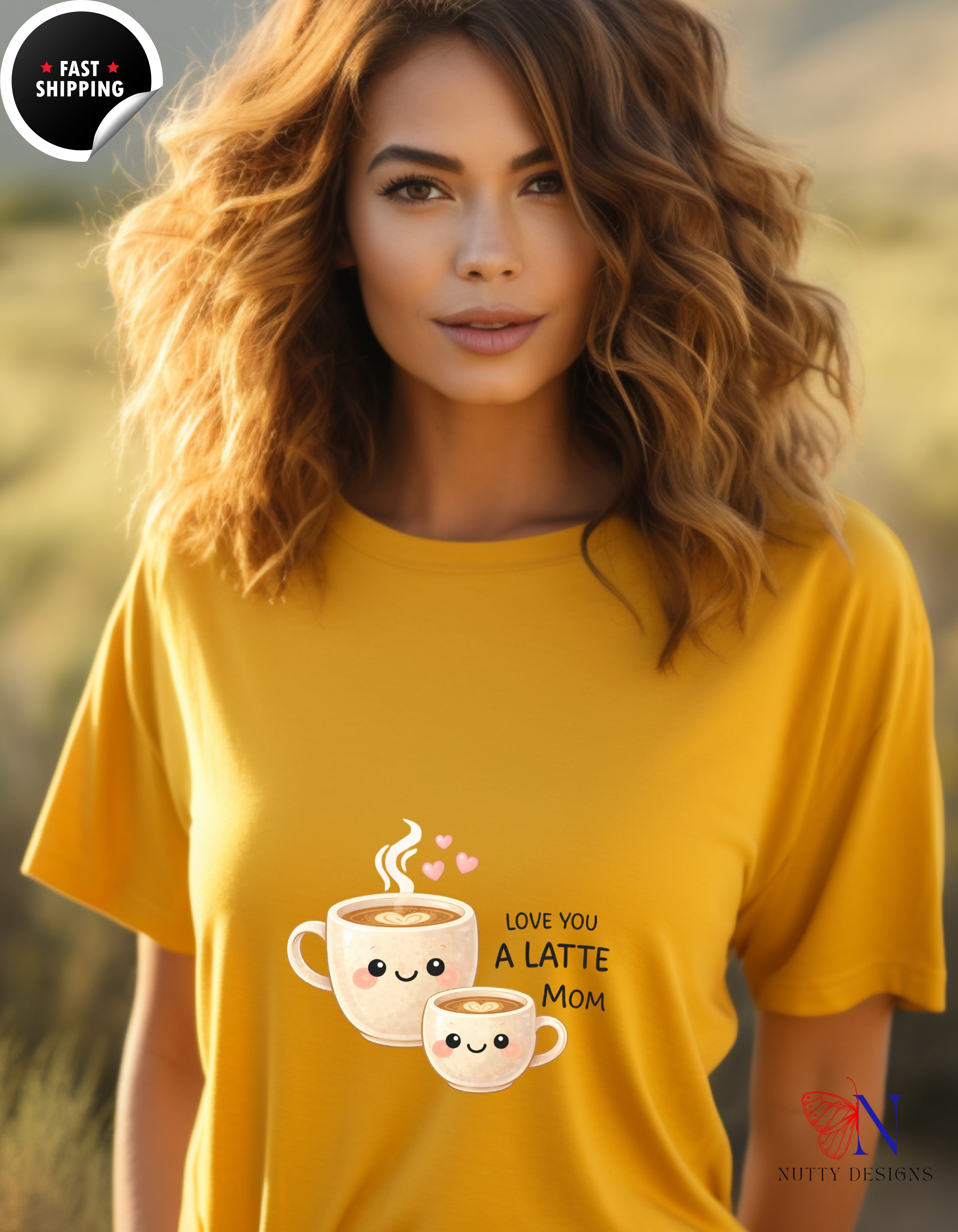 Love You A Latte Mom Coffee t-shirt lifestyle mockup - Mother's Day gift