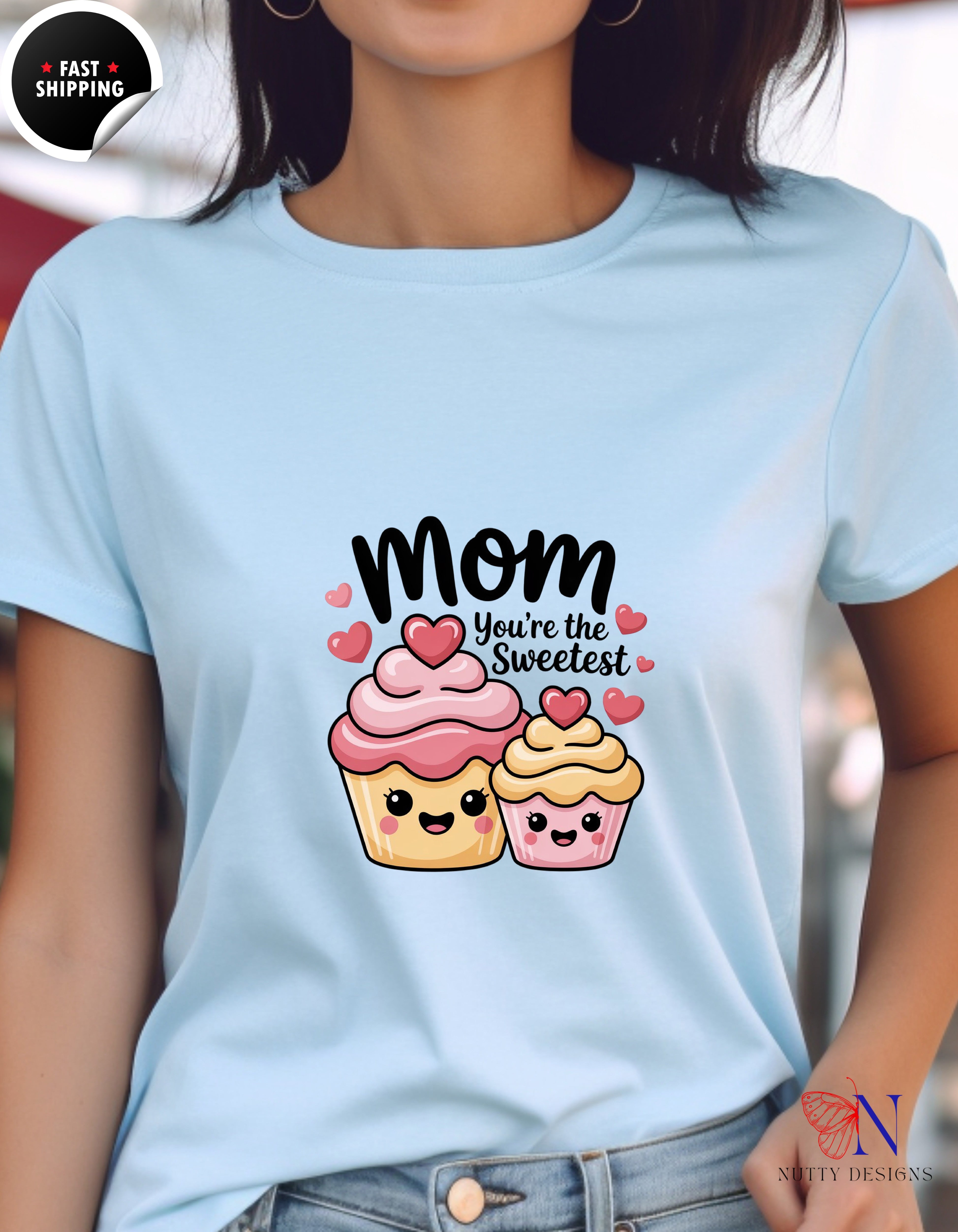 Mom You're The Sweetest Cupcake t-shirt lifestyle mockup - Mother's Day gift