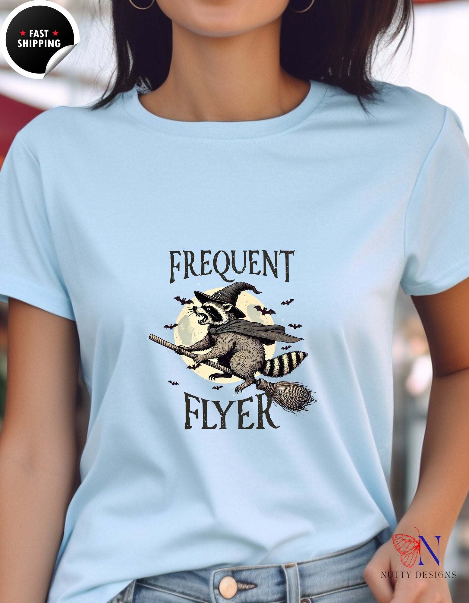 FREQUENT FLYER T-Shirt, Wanderlust Shirt, Adventure Tee, Tra - Tees_Light Blue W