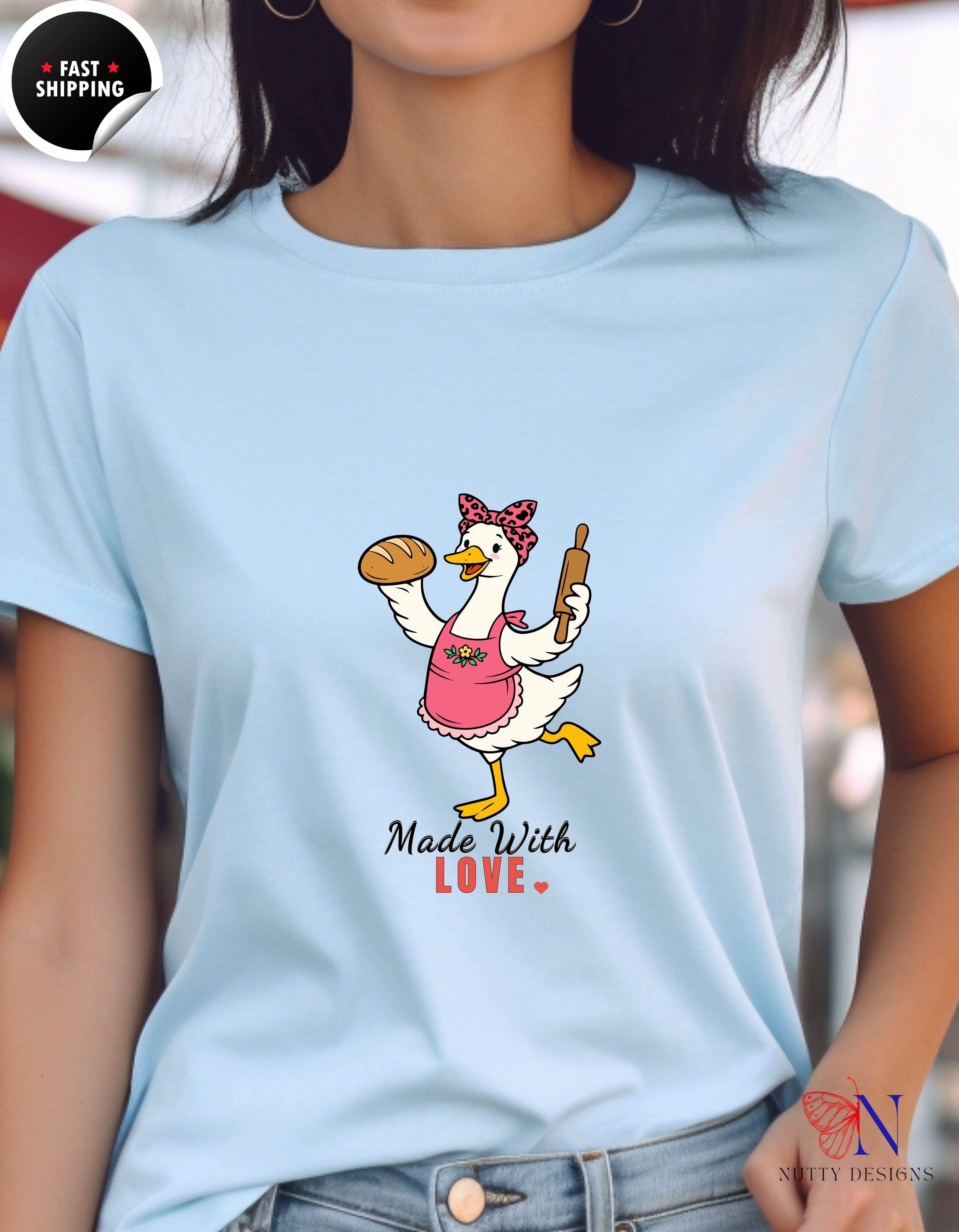 Made With Love Baker Mama Goose t-shirt lifestyle mockup - Mother's Day gift