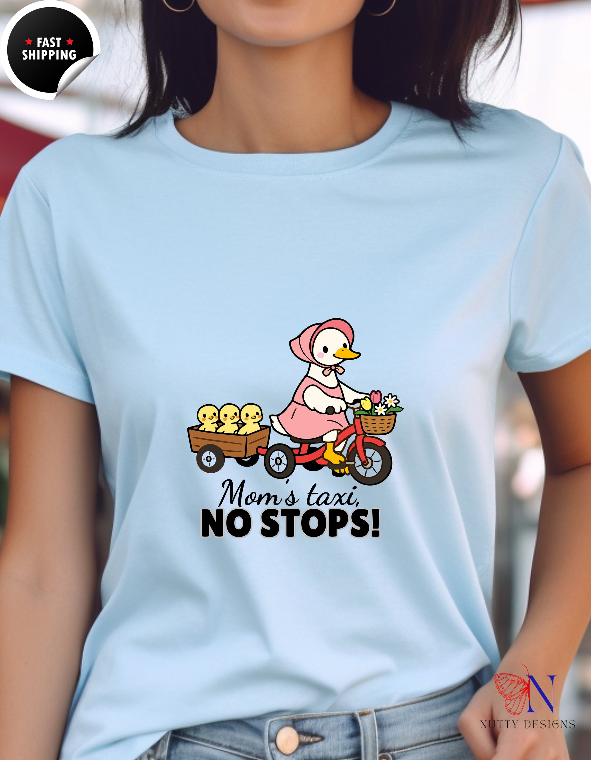 Mom's Taxi No Stops Mama Duck t-shirt lifestyle mockup - Mother's Day gift