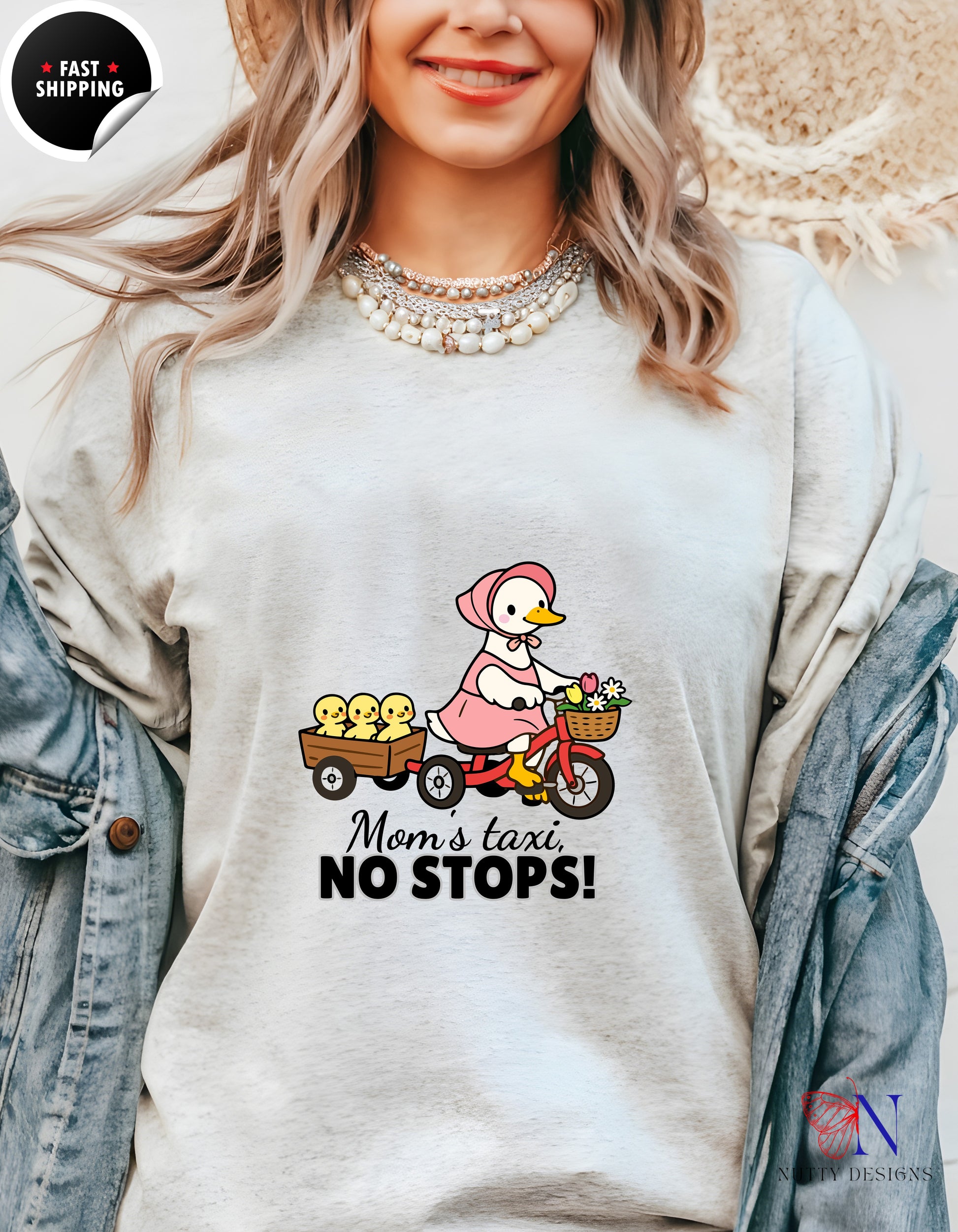 Mom's Taxi No Stops Mama Duck t-shirt lifestyle mockup - Mother's Day gift