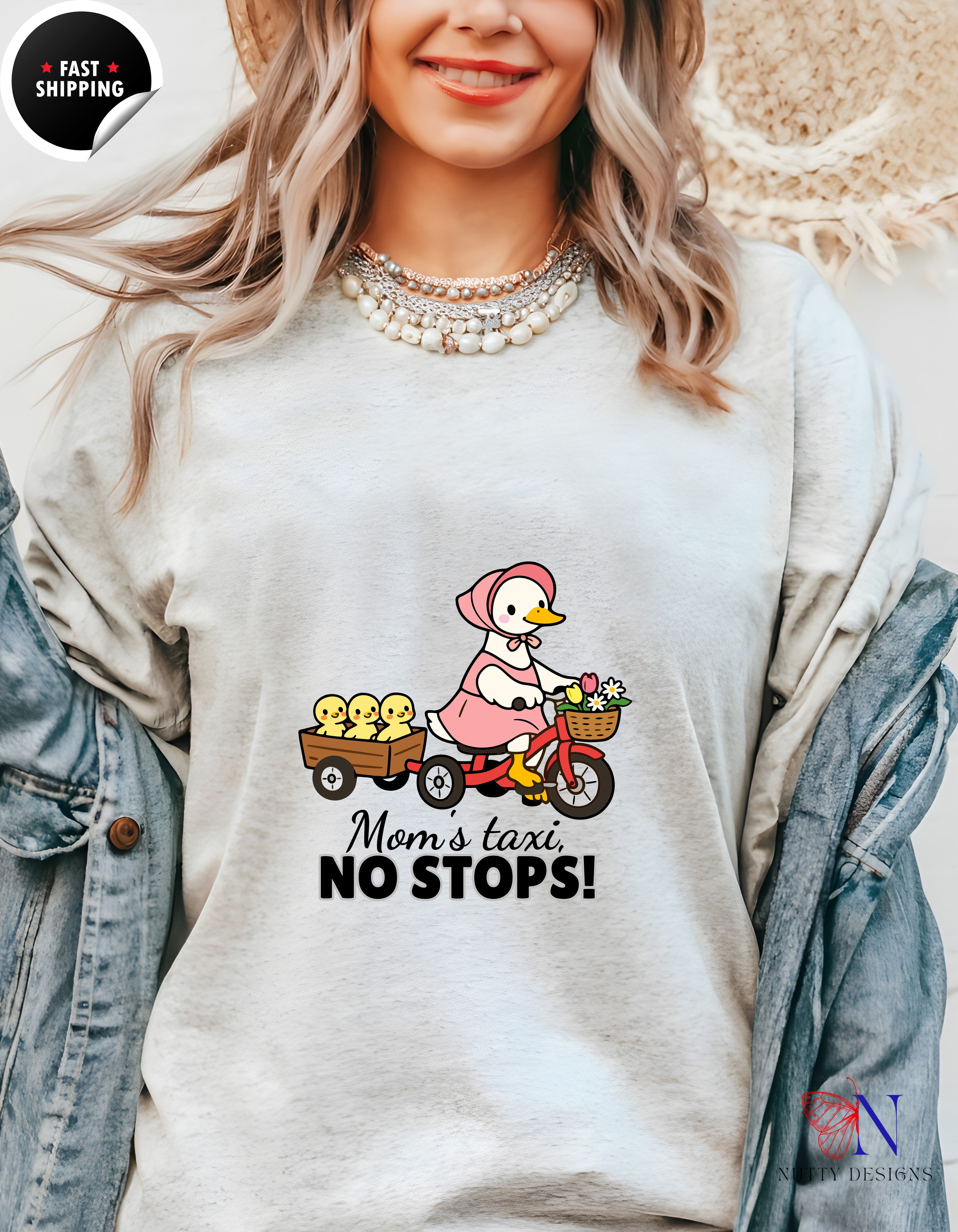 Mom's Taxi No Stops Mama Duck t-shirt lifestyle mockup - Mother's Day gift