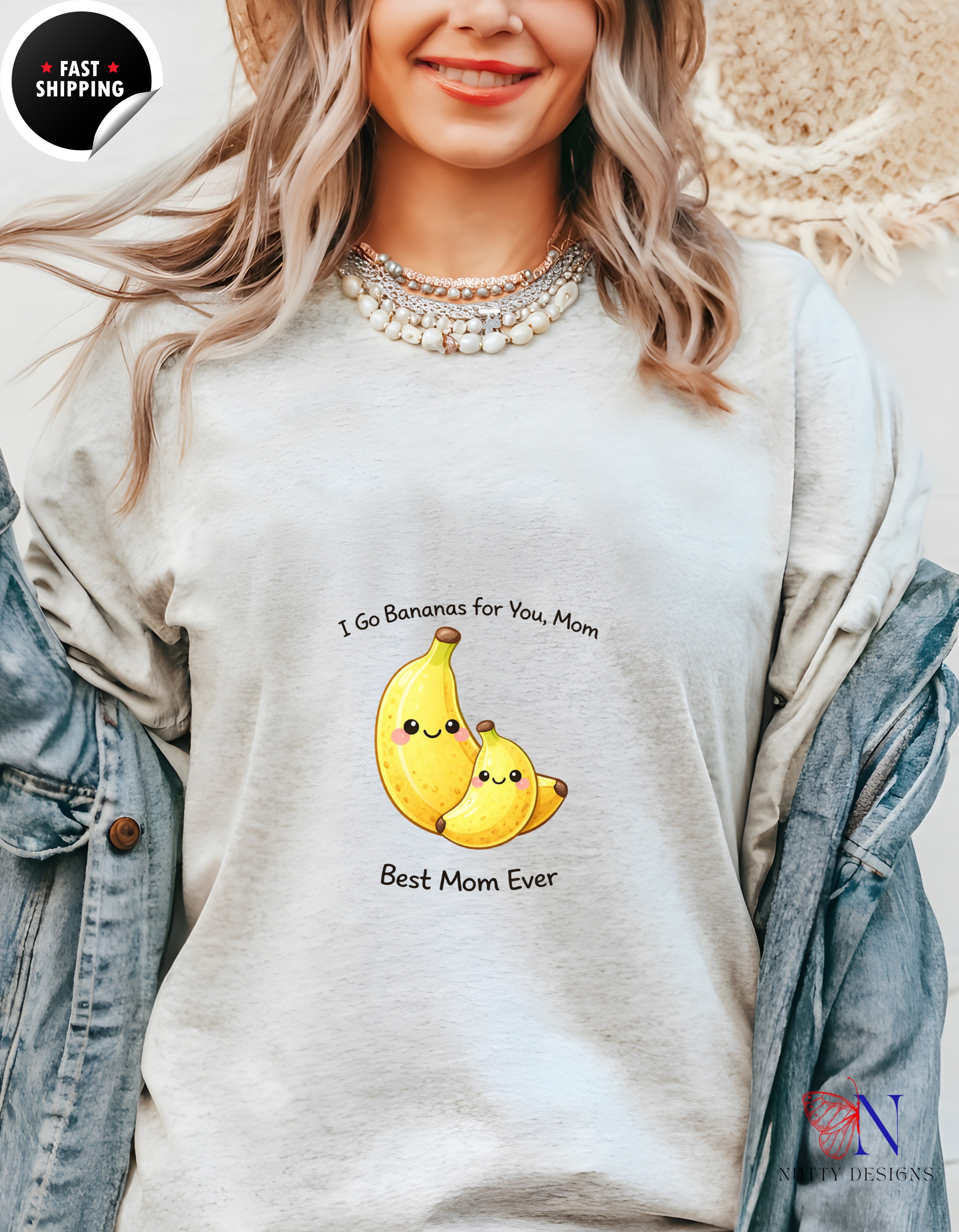 I Go Bananas For You Mom Best Mom Ever t-shirt lifestyle mockup - Mother's Day gift