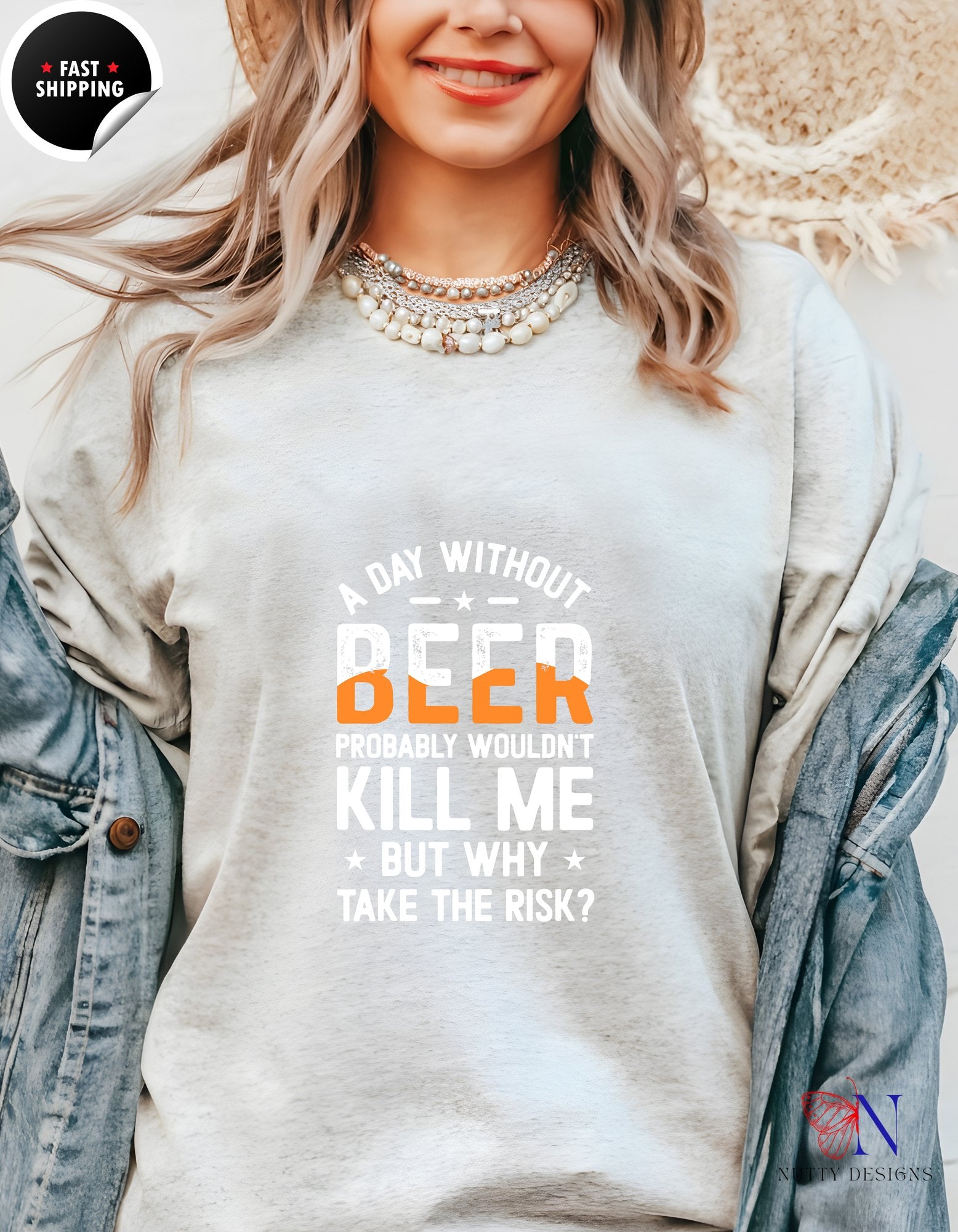 Beer Lover T-Shirt, Funny Day-Ending Beer Drinking Tee - Tees_Light Gray W