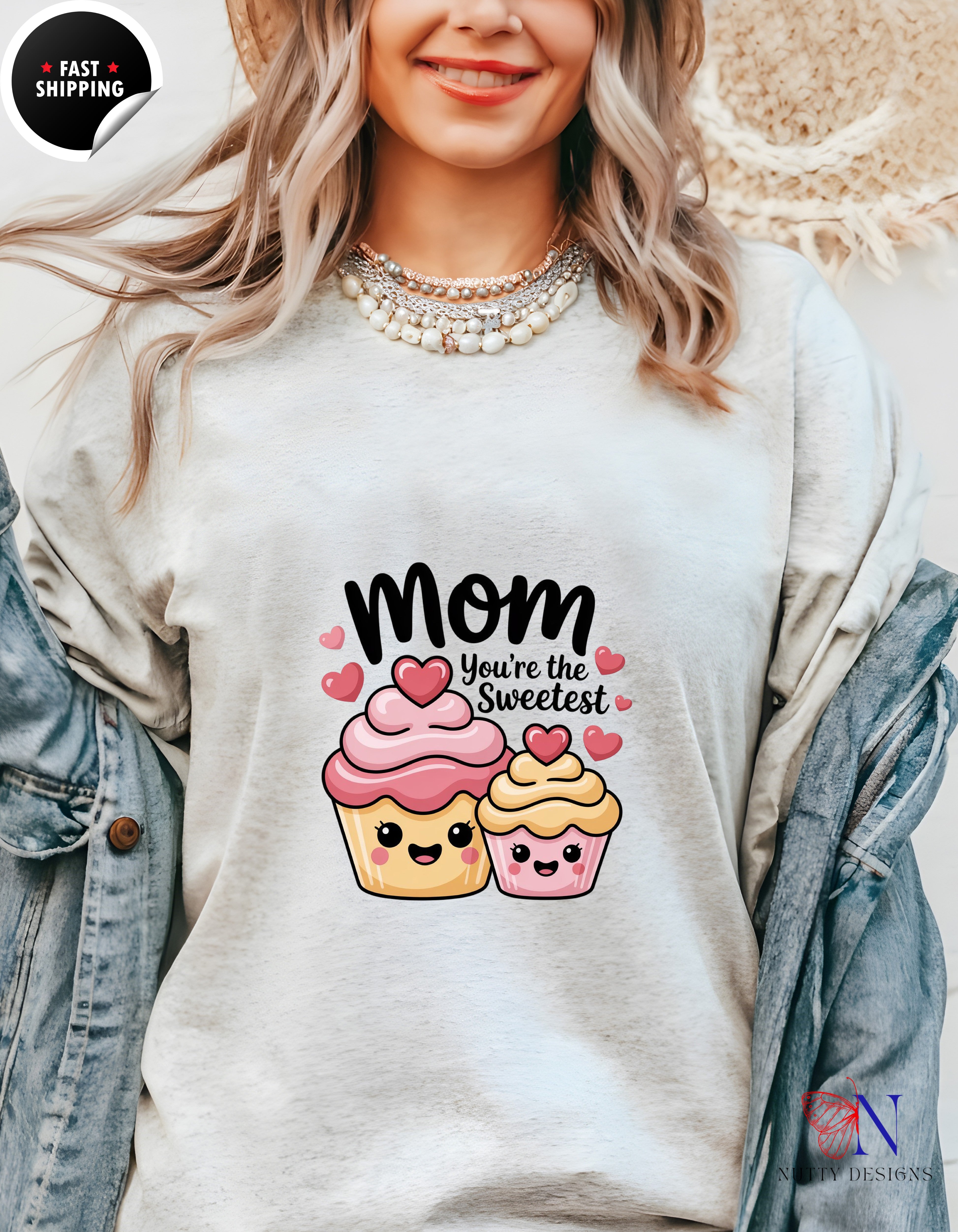 Mom You're The Sweetest Cupcake t-shirt lifestyle mockup - Mother's Day gift