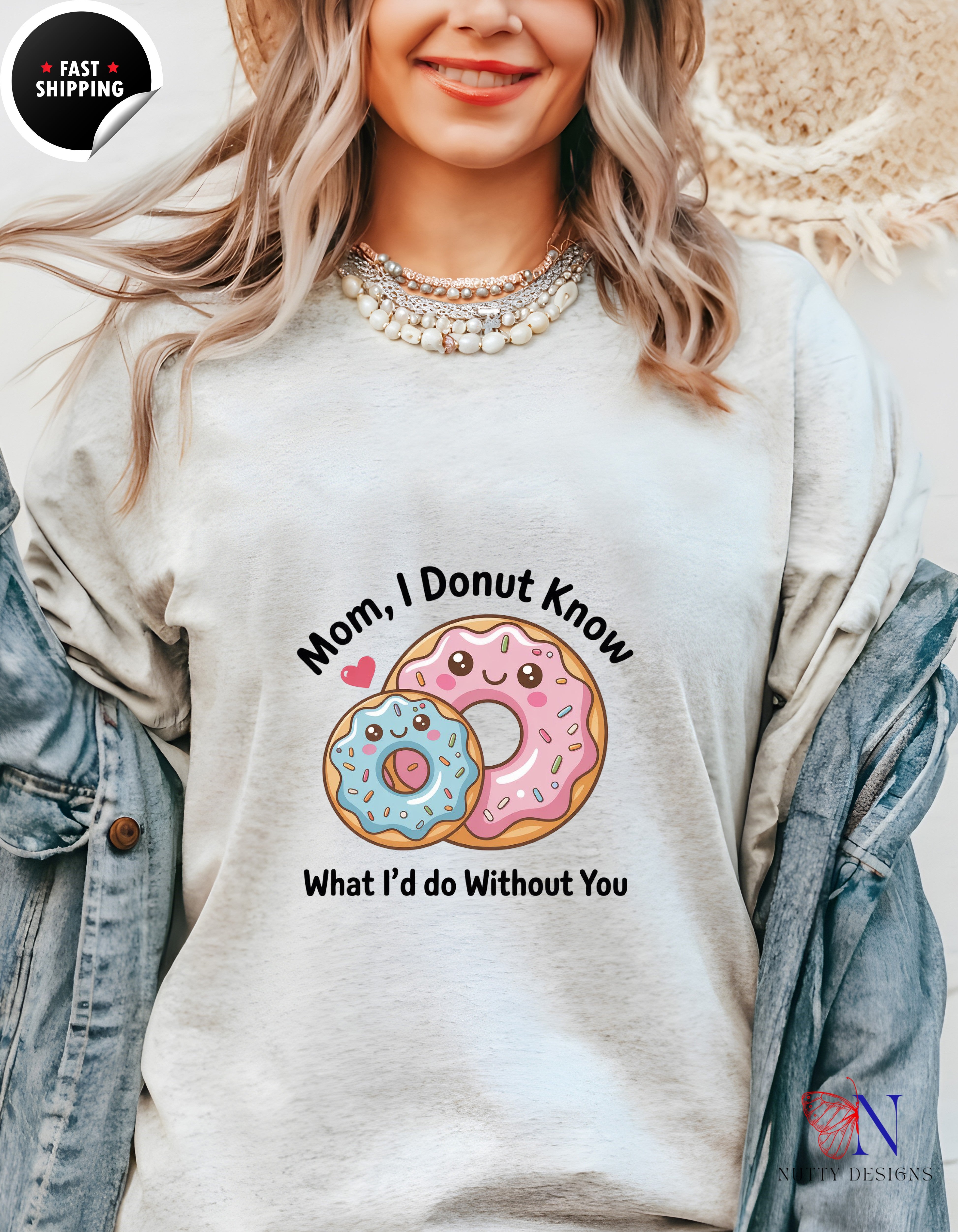 Mom I Donut Know What I Would Do Without You V2 t-shirt lifestyle mockup - Mother's Day gift