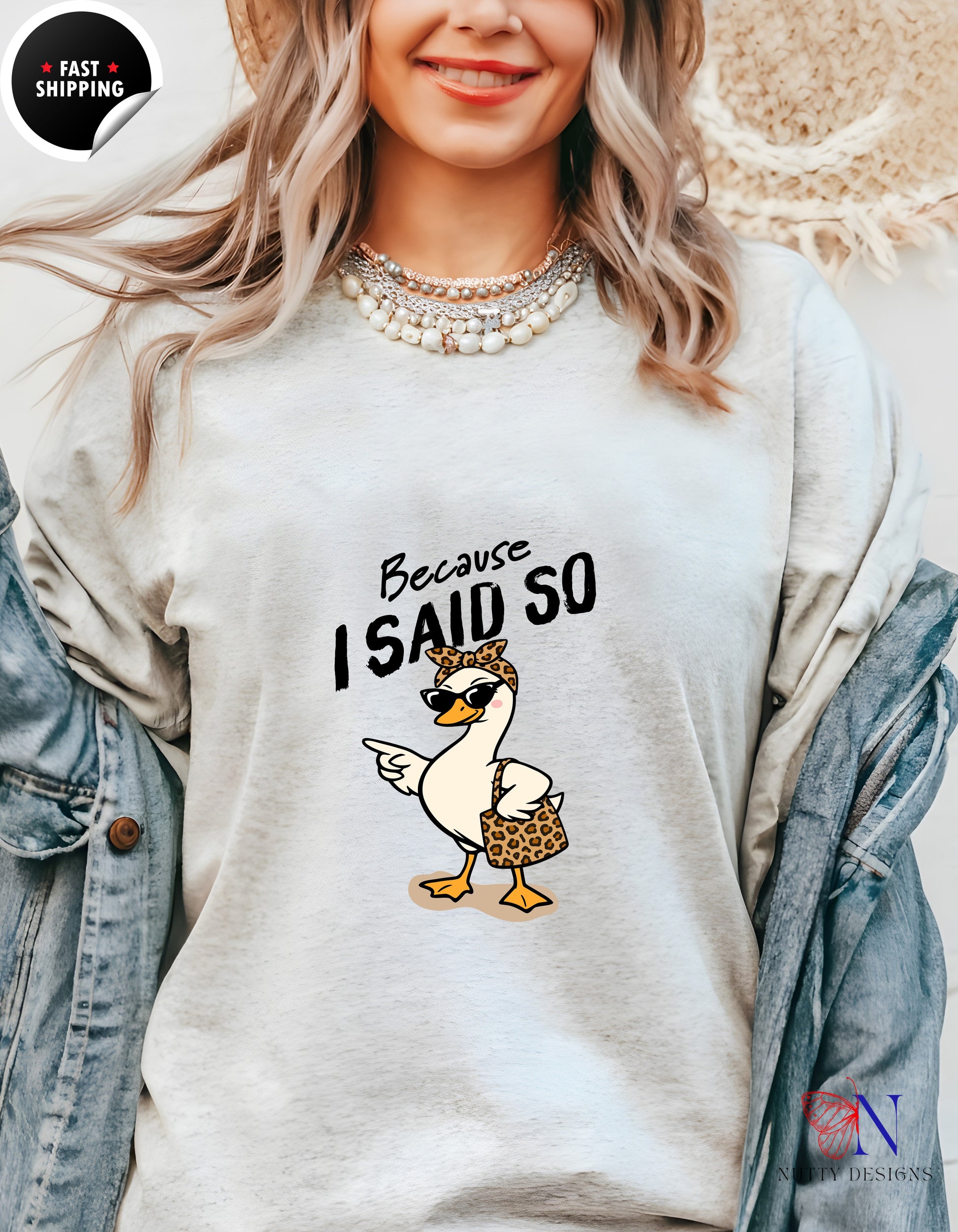Because I Said So Funny Mom Goose t-shirt lifestyle mockup - Mother's Day gift
