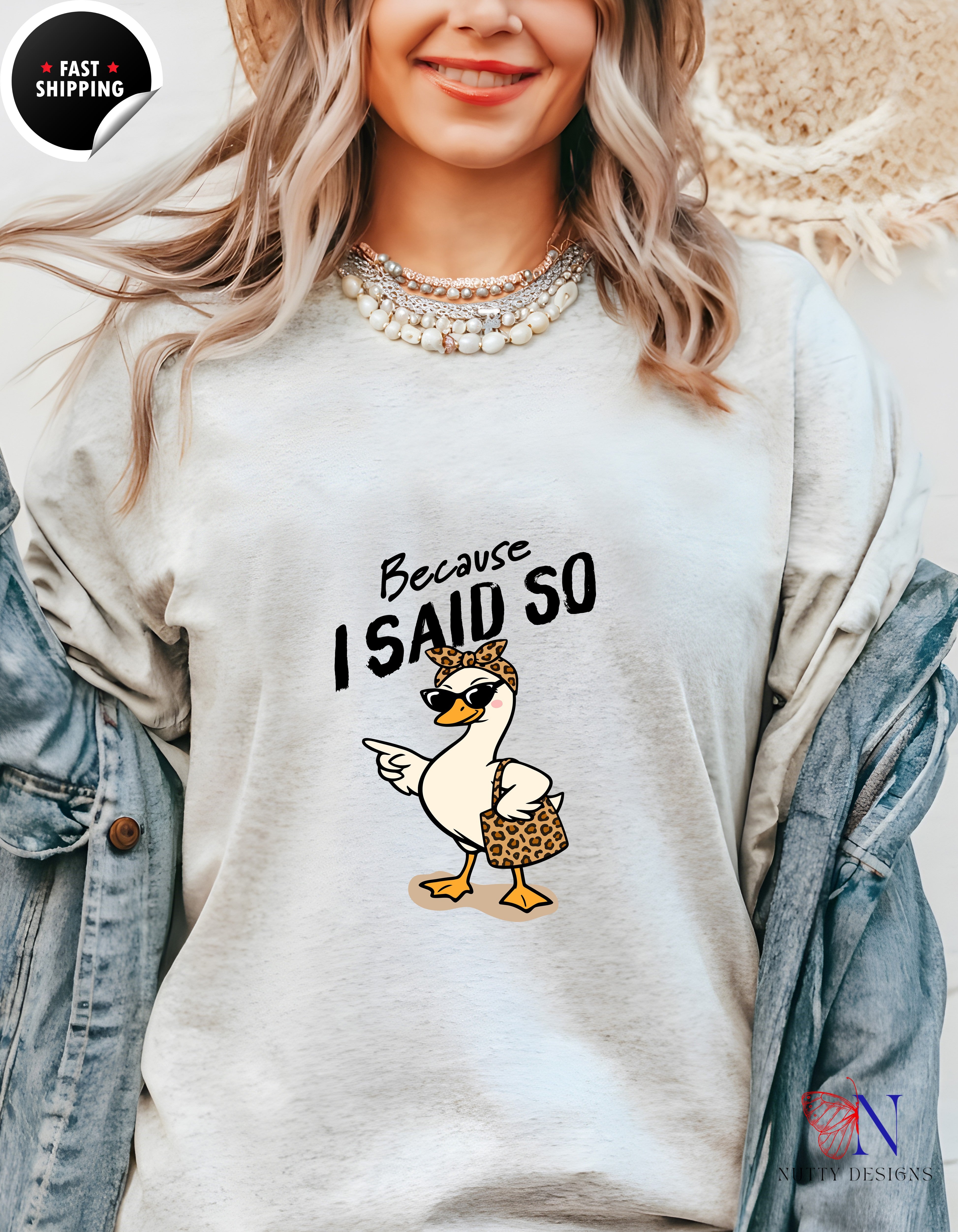Because I Said So Funny Mom Goose t-shirt lifestyle mockup - Mother's Day gift