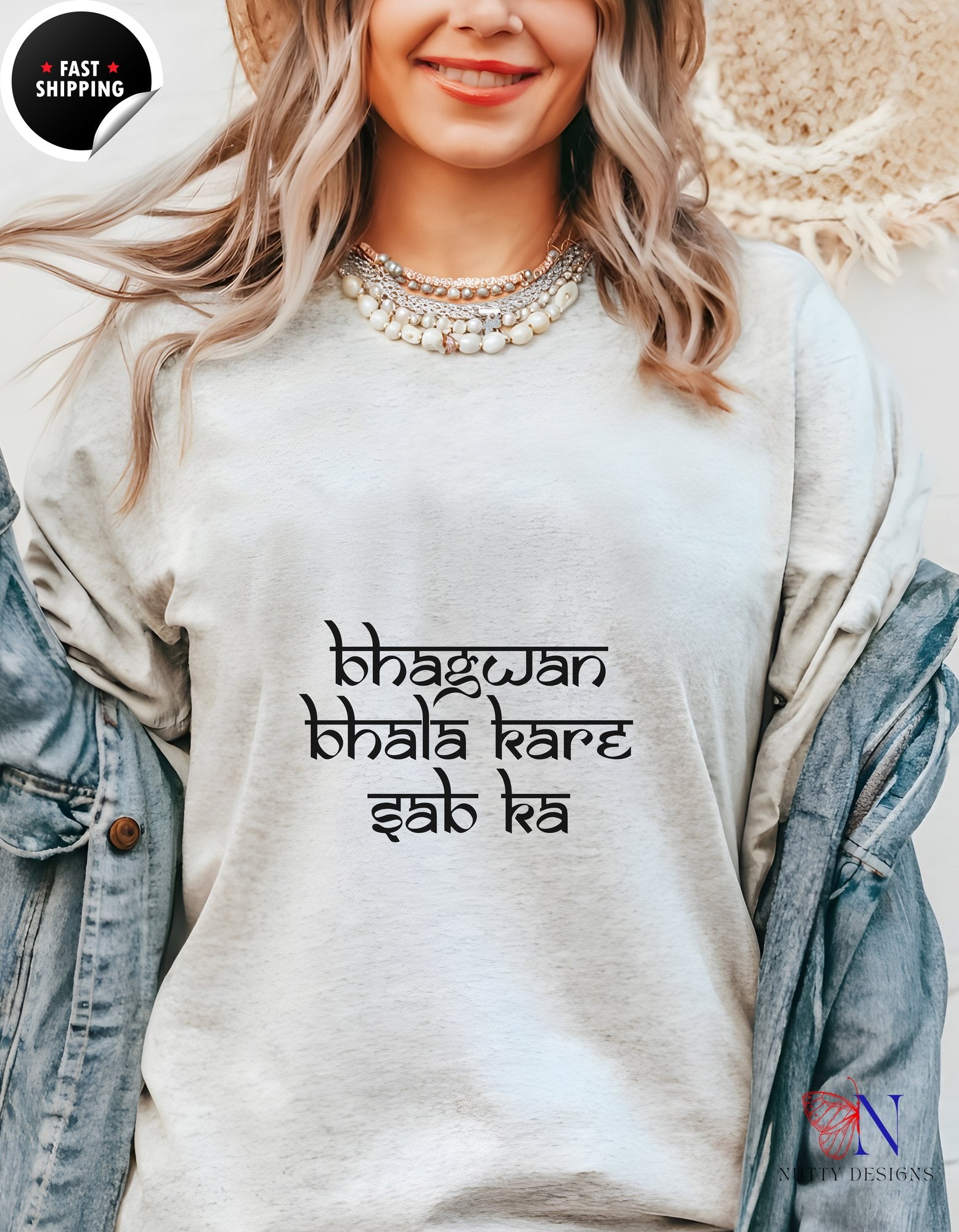 Bhagwan Bhala Kare Sab Ka Hindi Prayer Shirt | T-Shirt - Tees_Light Gray W