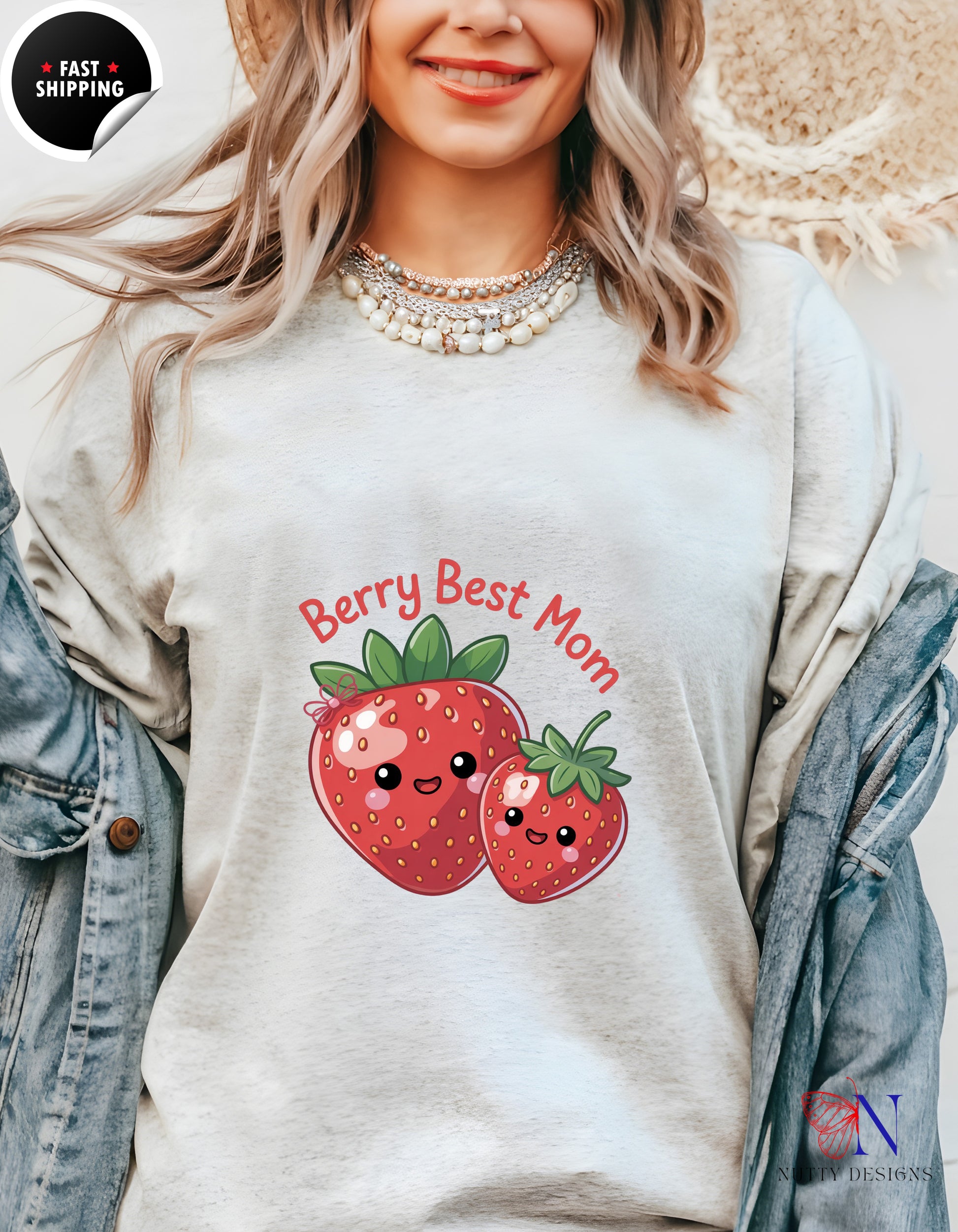 Berry Best Mom t-shirt lifestyle mockup - Mother's Day gift
