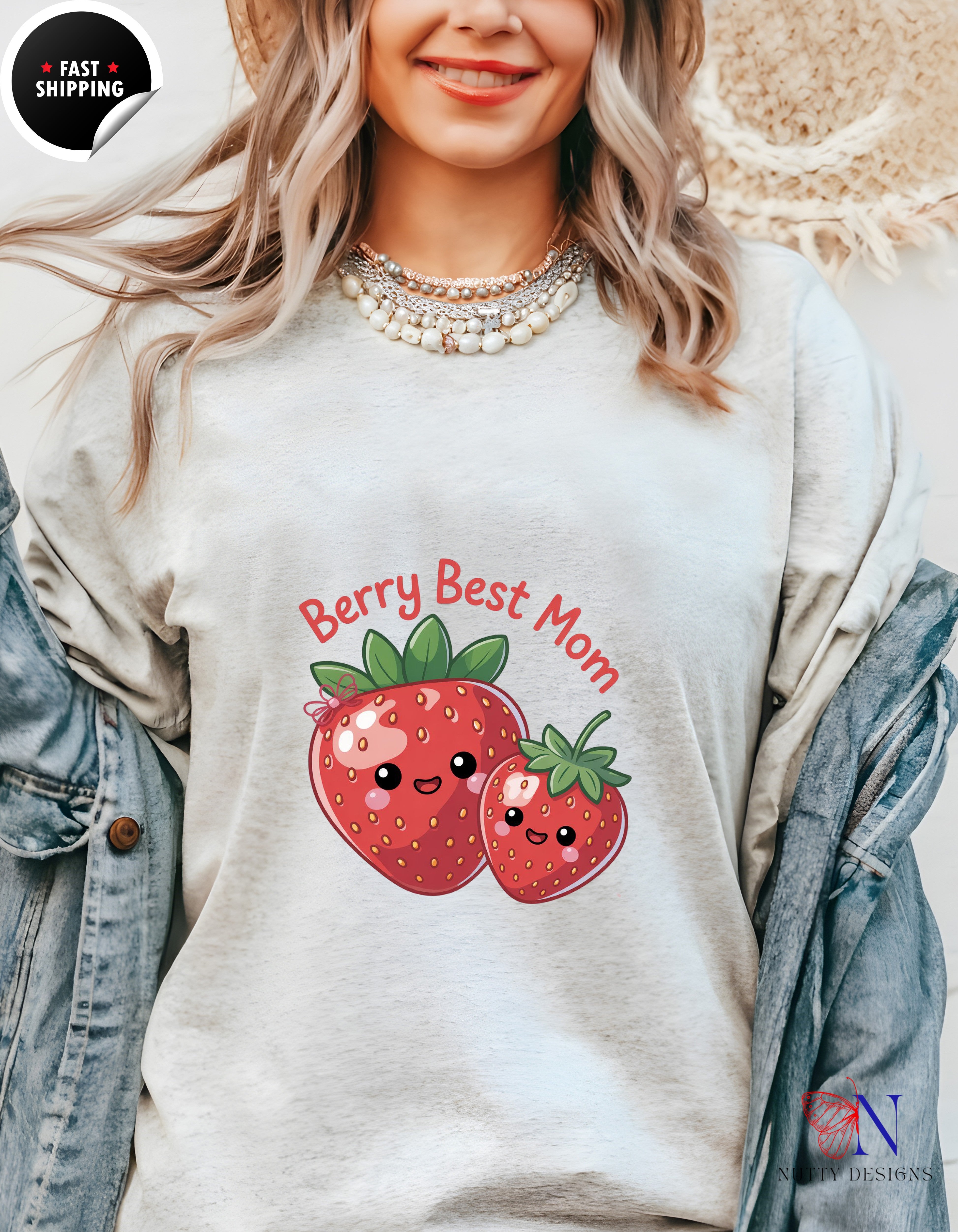Berry Best Mom t-shirt lifestyle mockup - Mother's Day gift