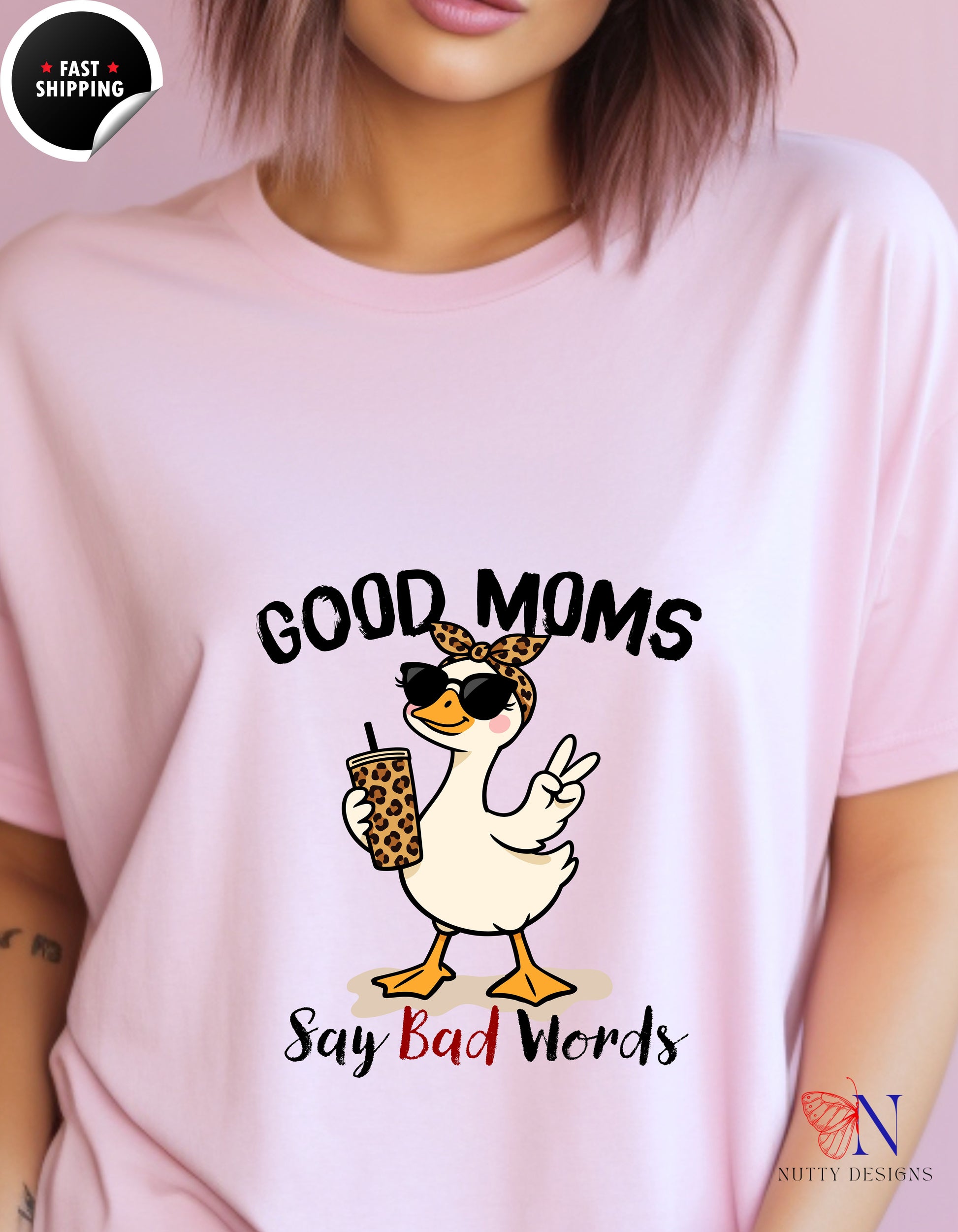 Good Moms Say Bad Words Funny Mom Goose t-shirt lifestyle mockup - Mother's Day gift