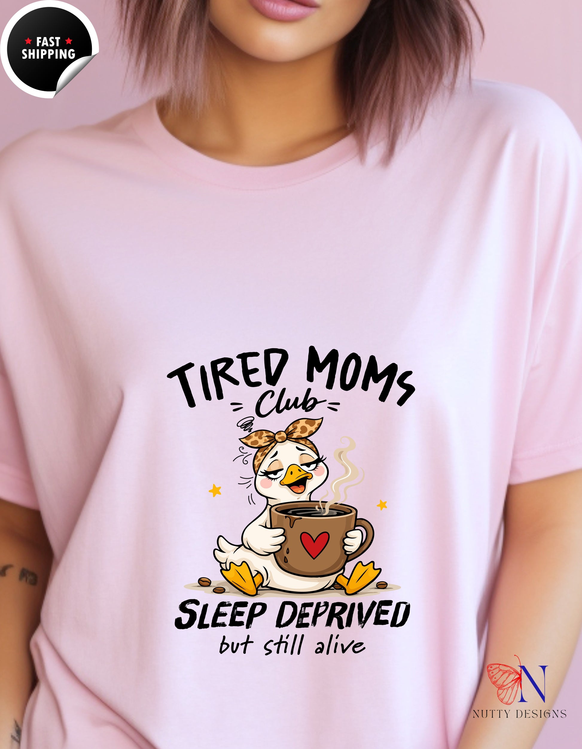 Tired Moms Club Sleep Deprived But Still Alive t-shirt lifestyle mockup - Mother's Day gift