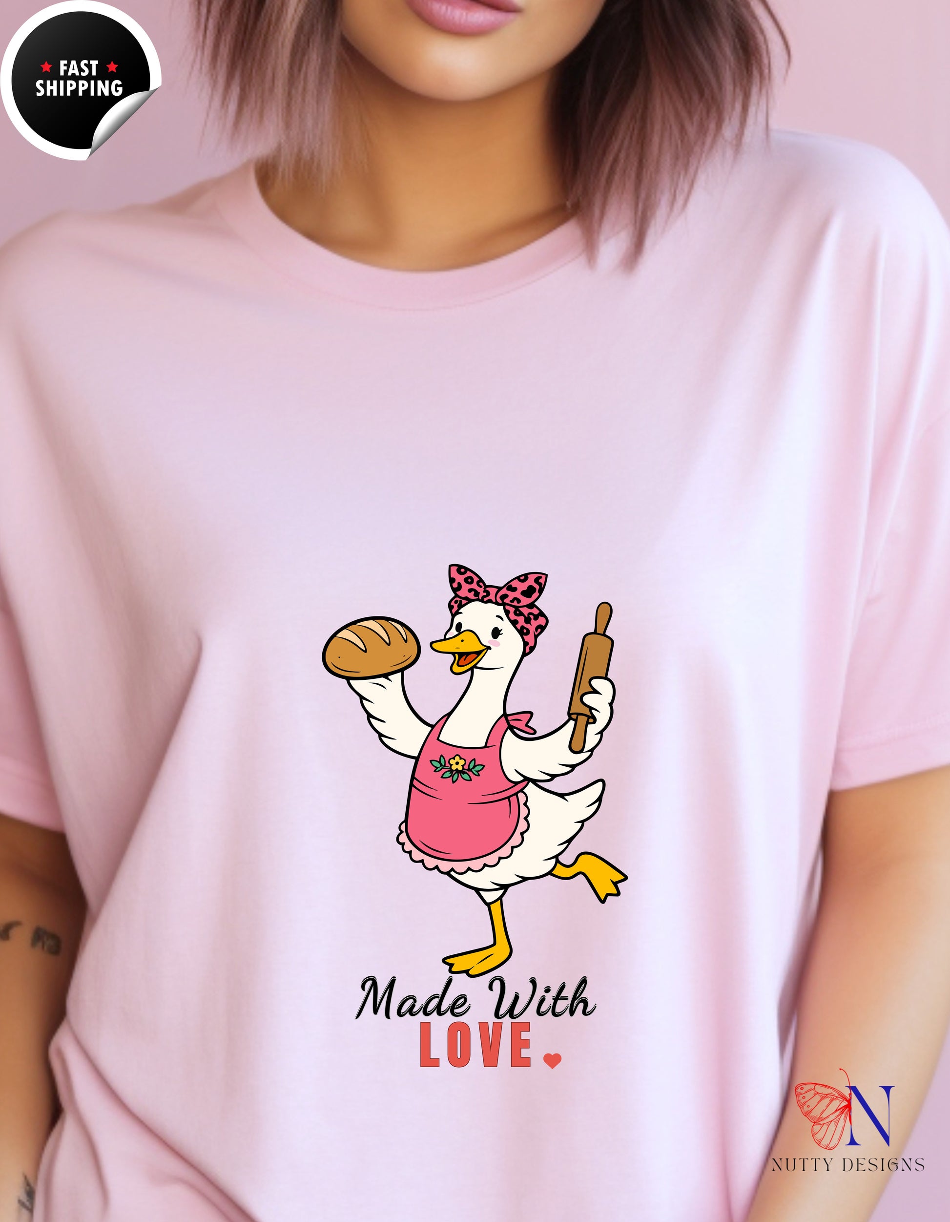 Made With Love Baker Mama Goose t-shirt lifestyle mockup - Mother's Day gift
