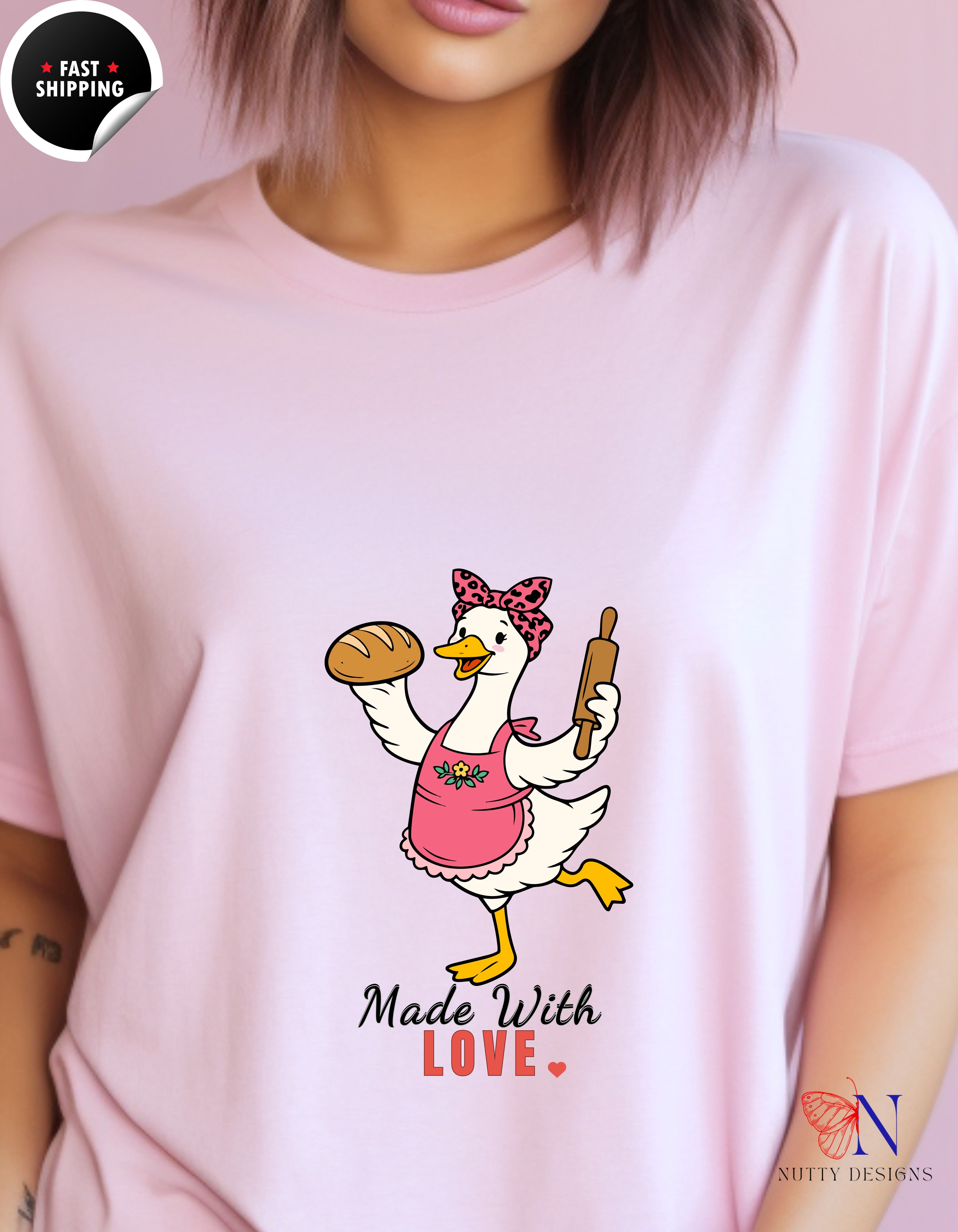 Made With Love Baker Mama Goose t-shirt lifestyle mockup - Mother's Day gift